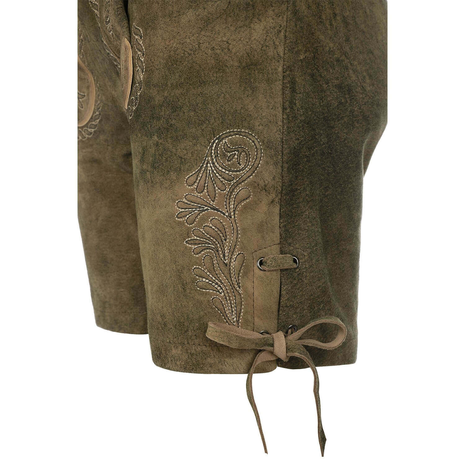 Seitenansicht der Damen Lederhose "Babsi", in der Farbe Braun