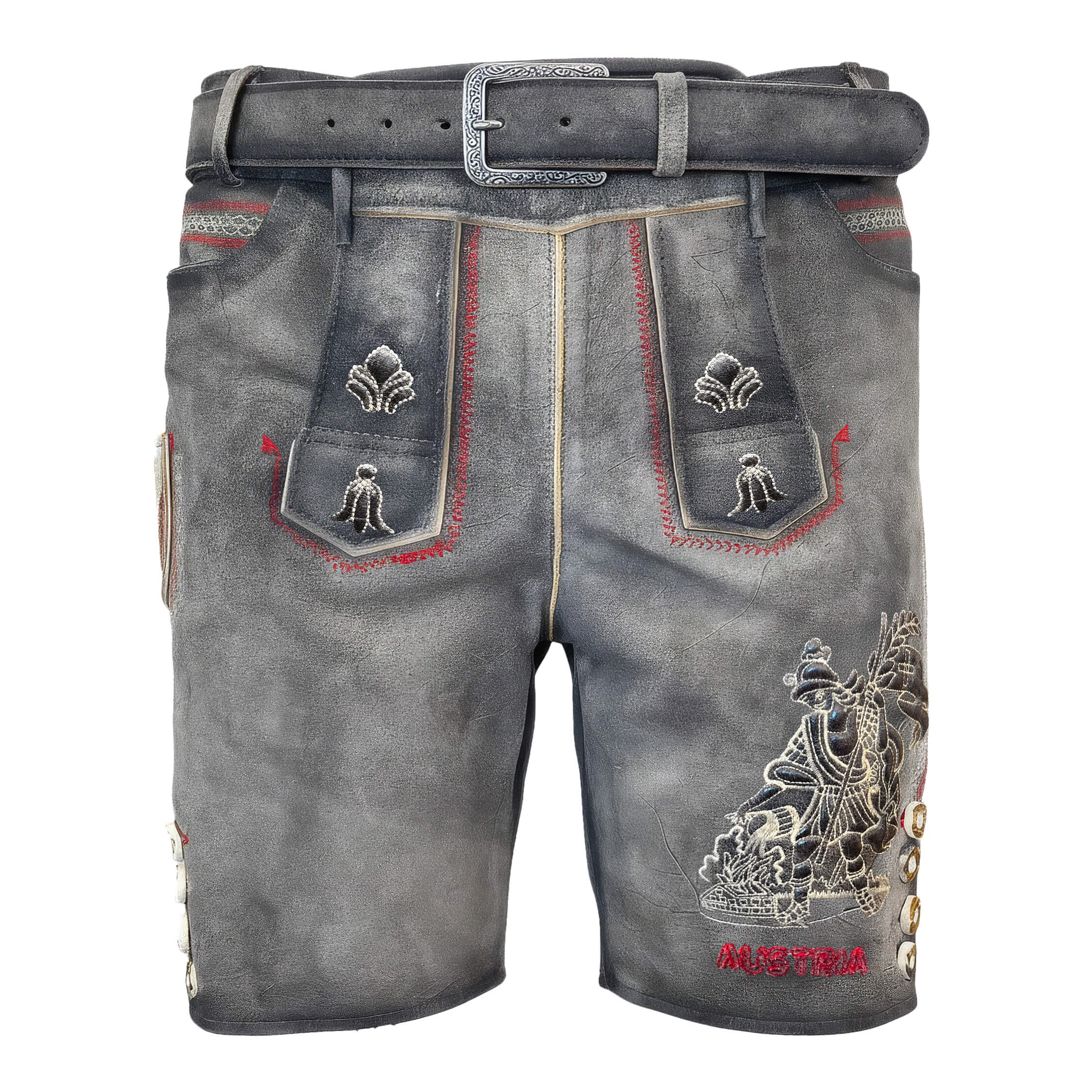 Herren Lederhose "Feuerwehr", Hellgrau