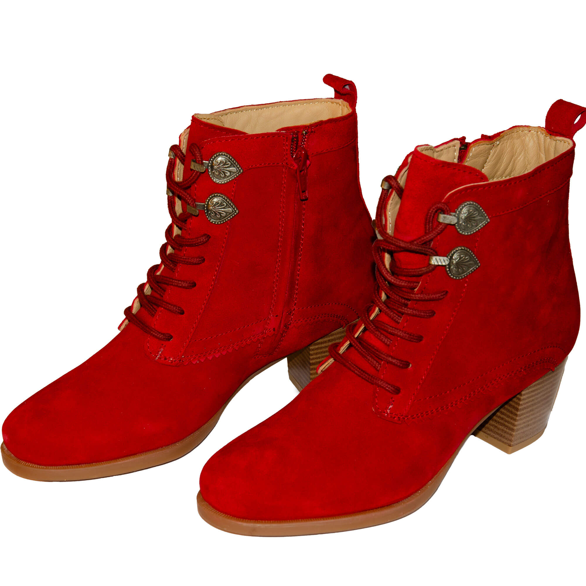 Vorderansicht der Damen-Stiefeletten "Pia", in der Farbe Rot