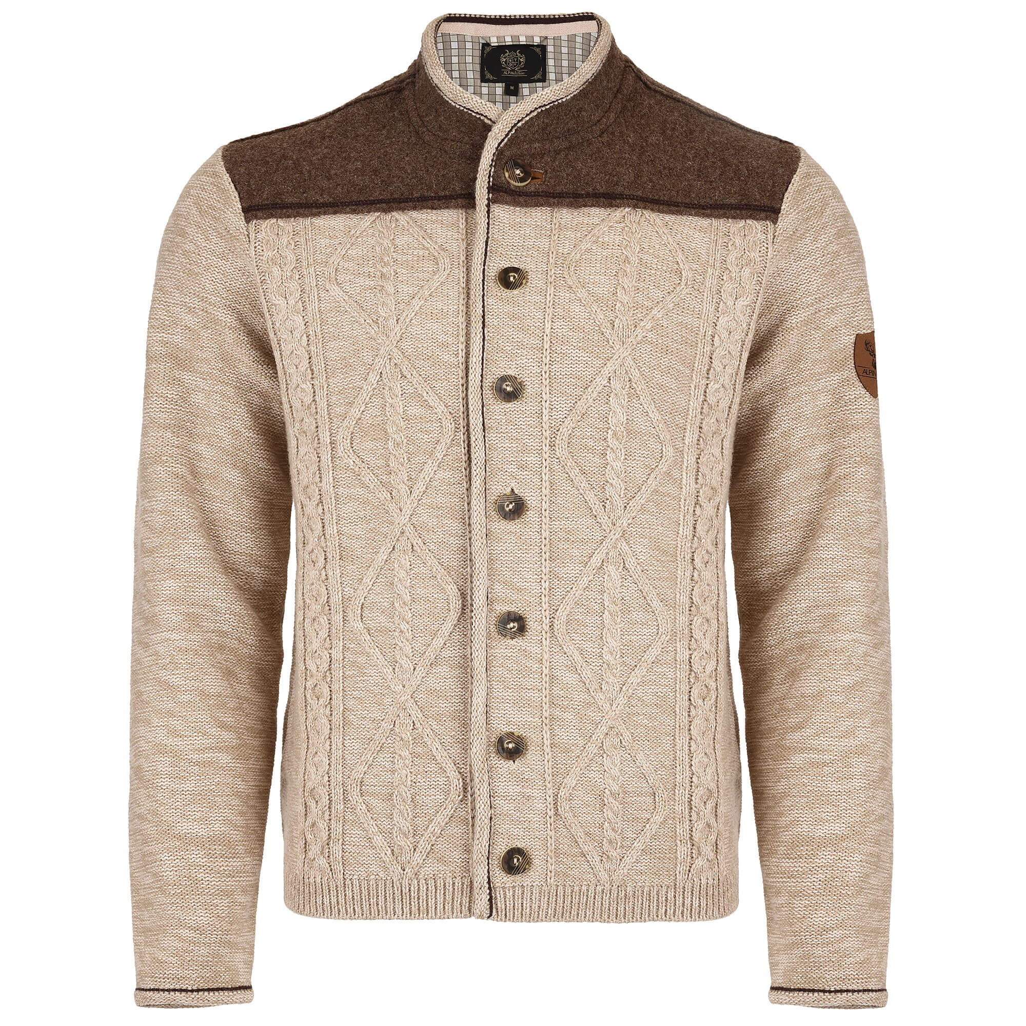 Herren Strickjacke "Johann", mit Knöpfen, Braun-Beige