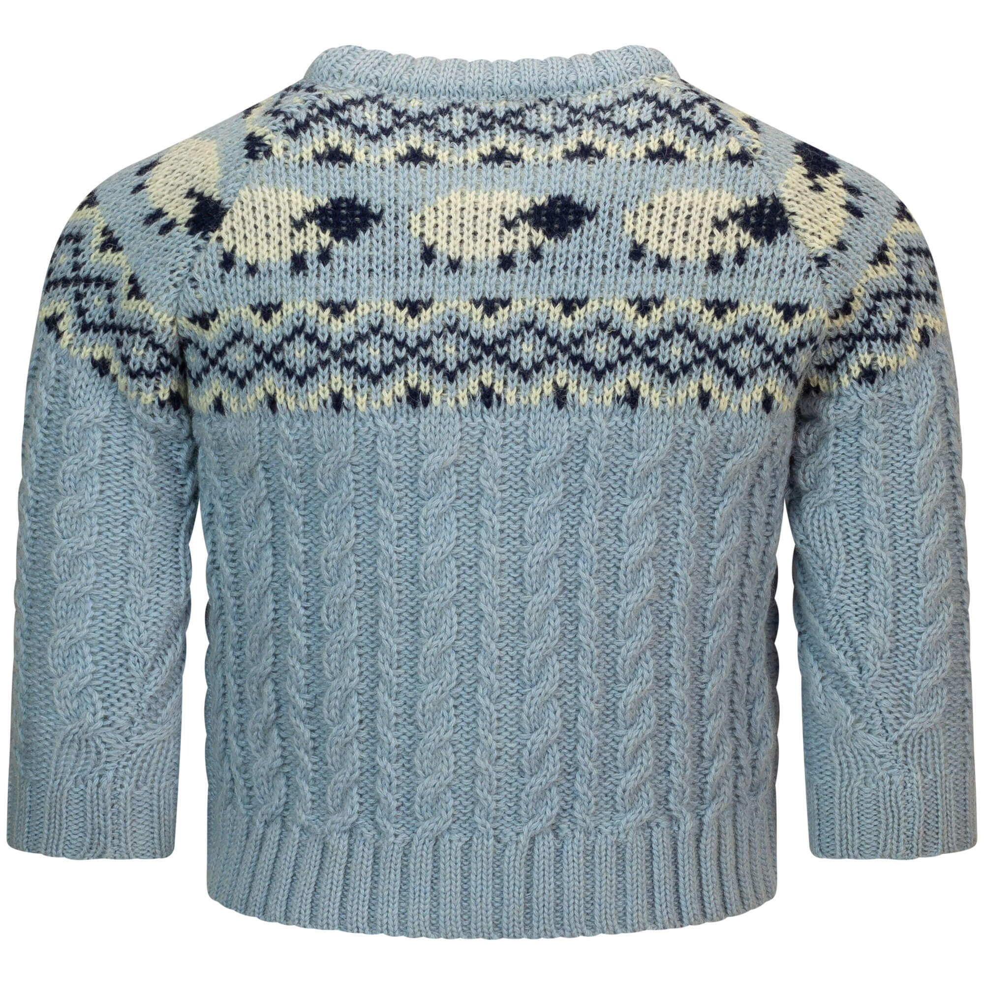 Rückansicht der Kinder Strickjacke "Shawn", in der Farbe Hellblau