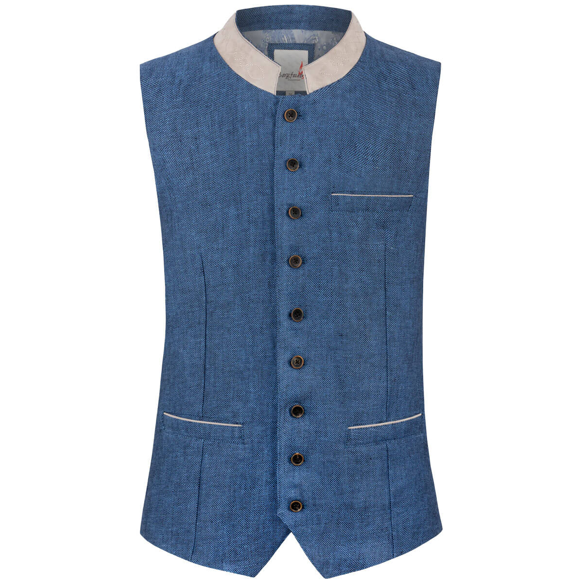 Vorderansicht des Herren Gilet "Domenico" in der Farbe Blau