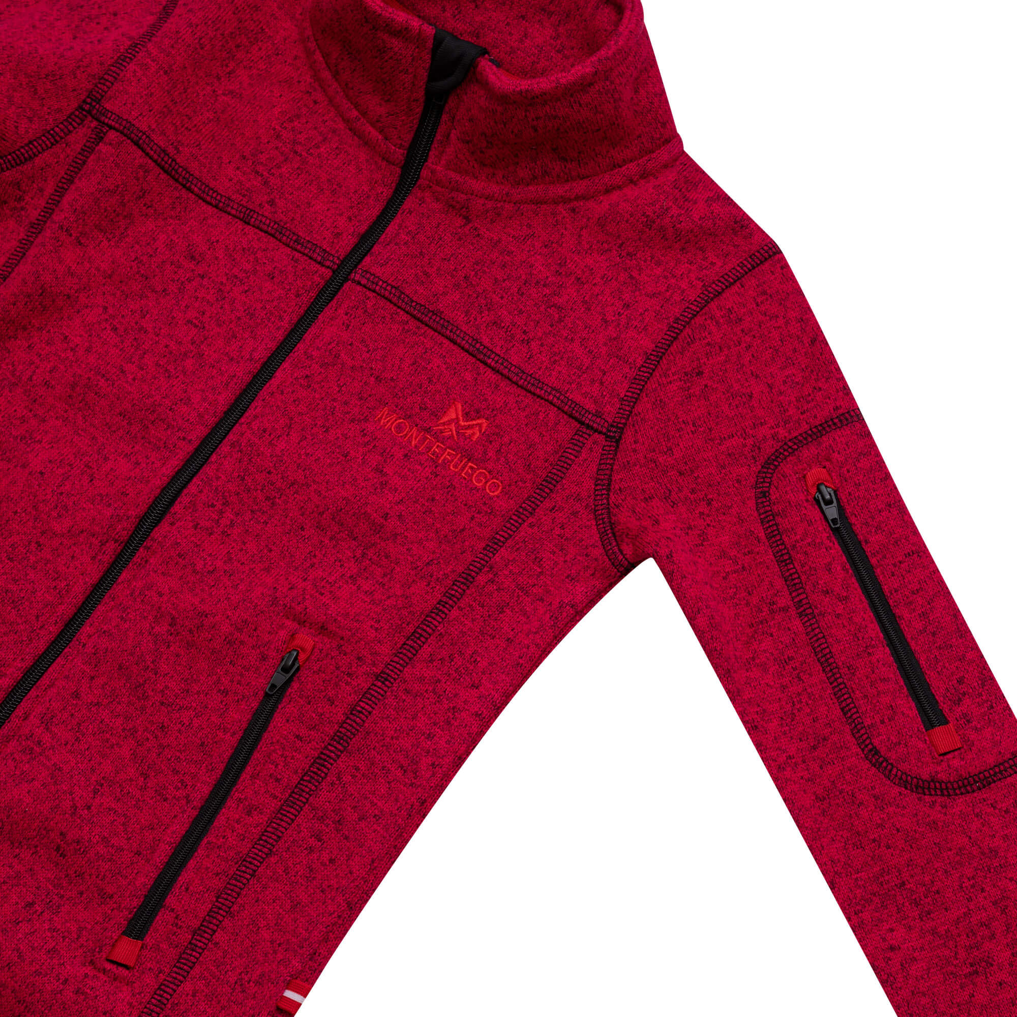 Detailansicht der Kinder Strickfleece Jacke "Montefuego", in der Farbe Magenta