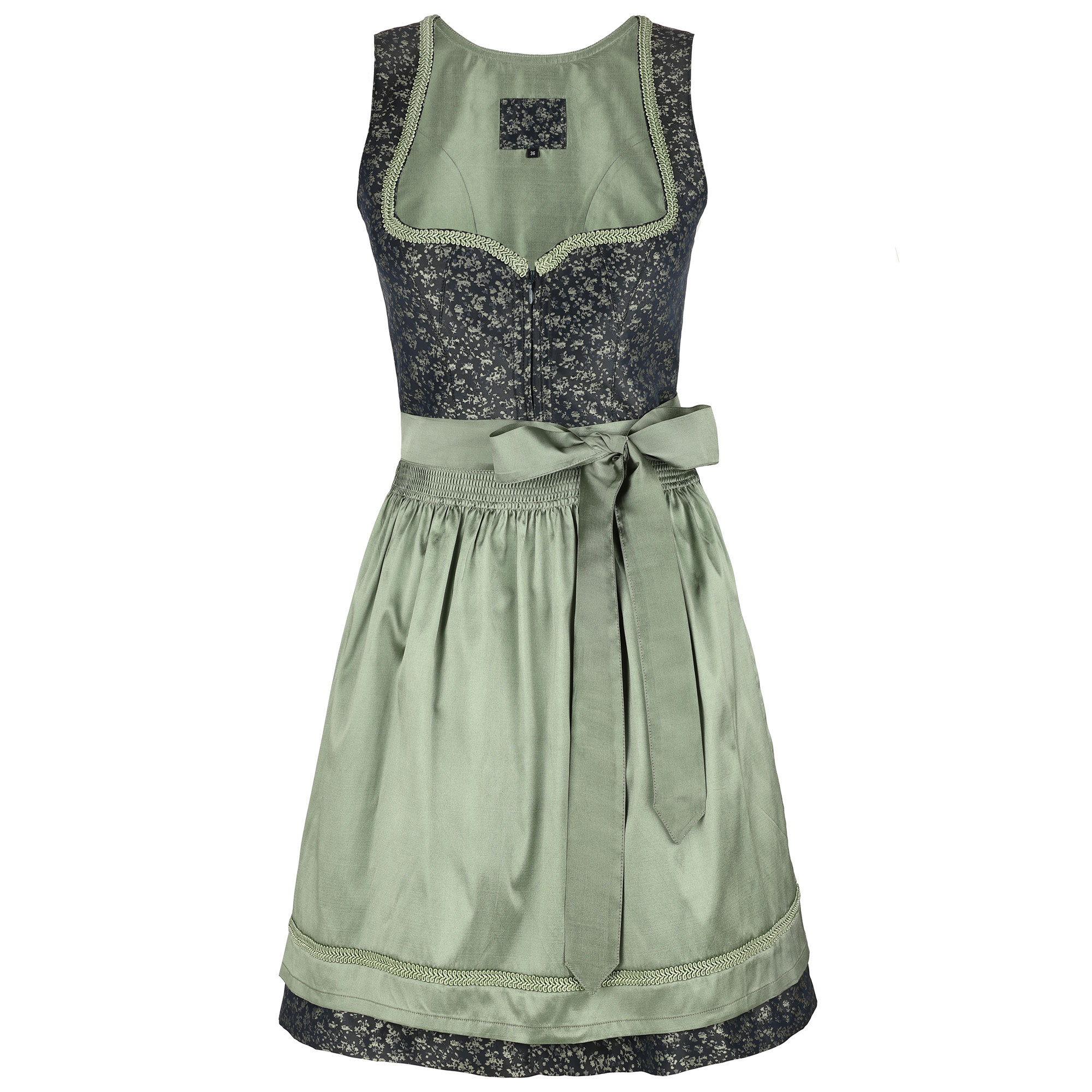 Vorderansicht des Damen Dirndls in der Farbe Dunkelgrün