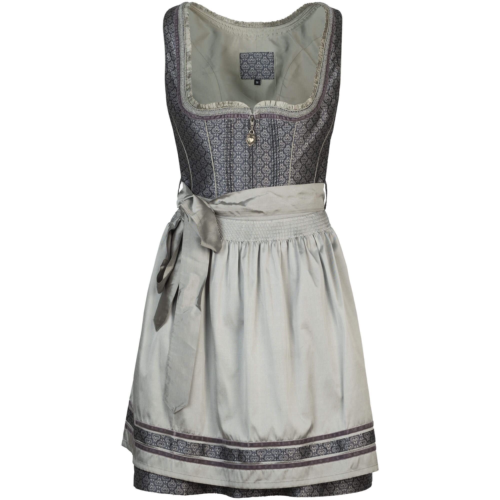 Vorderansicht des Damen Dirndl "Daphne" in der Farbe Grau