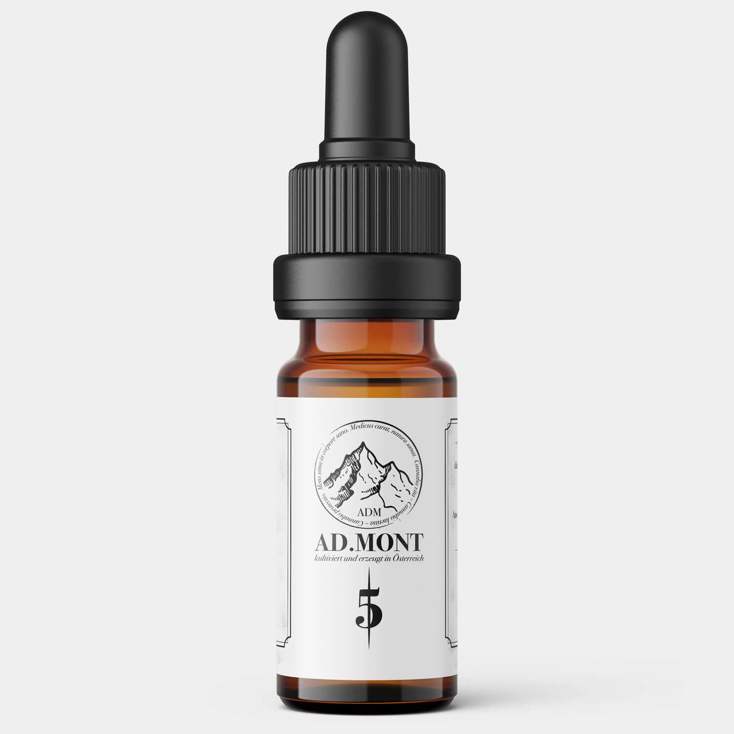 Vorderansicht der Flasche des Admont CBD Öl 5%, Vollspektrum, 10ml ohne Verpackung