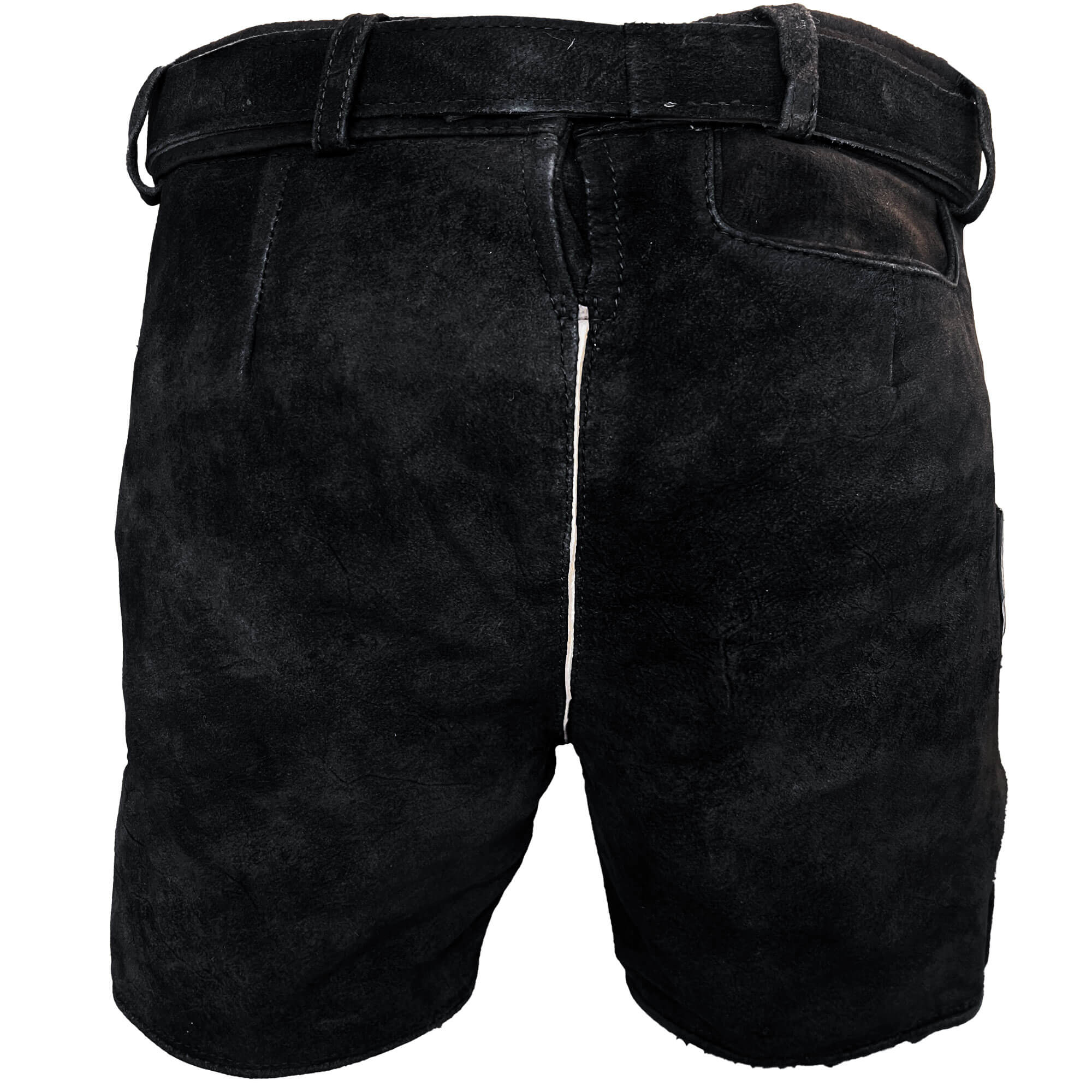 Hinteransicht der Kinder Lederhose "Egon" in der Farbe Schwarz