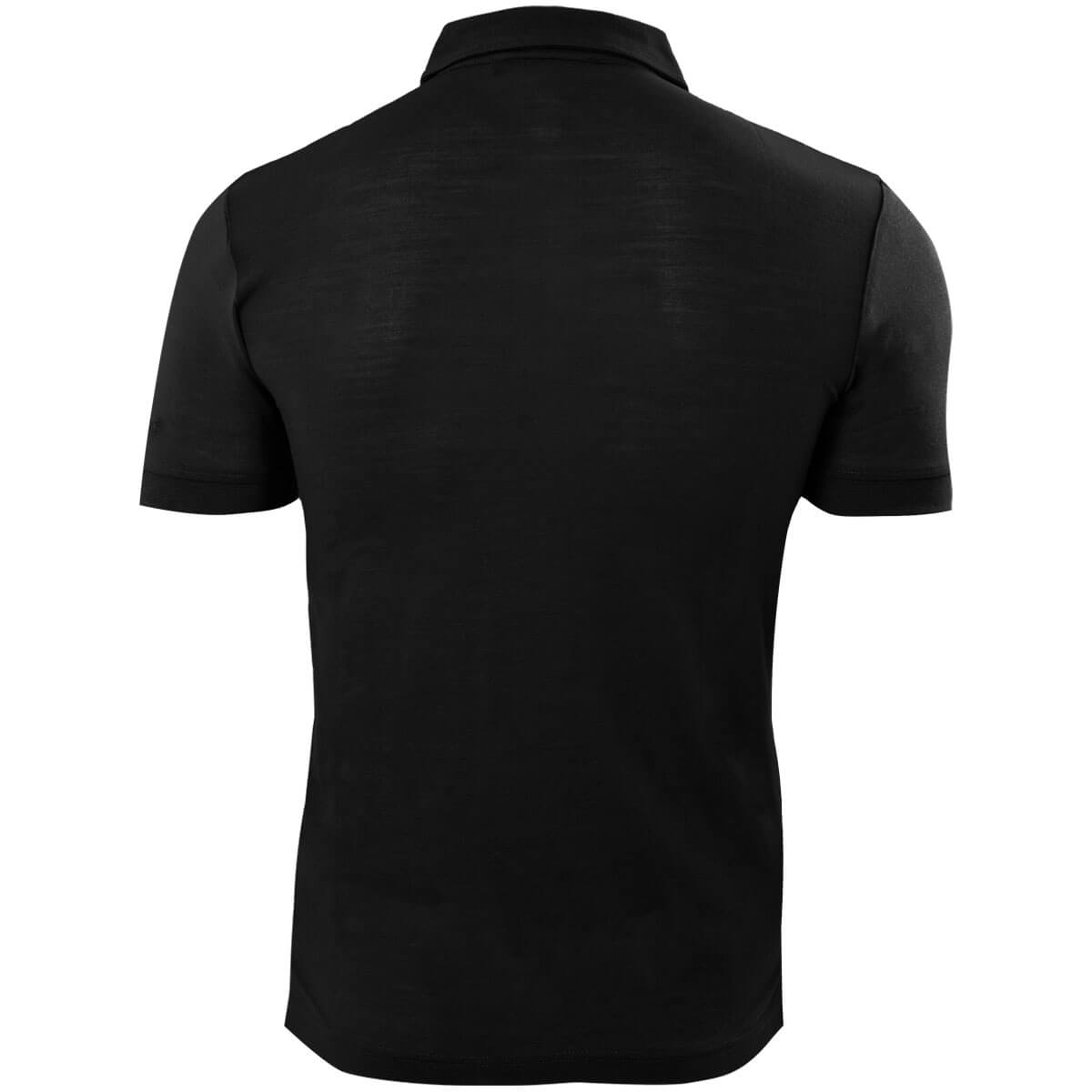 Hinteransicht des Herren Merino Poloshirt "Falko", in der Farbe Schwarz