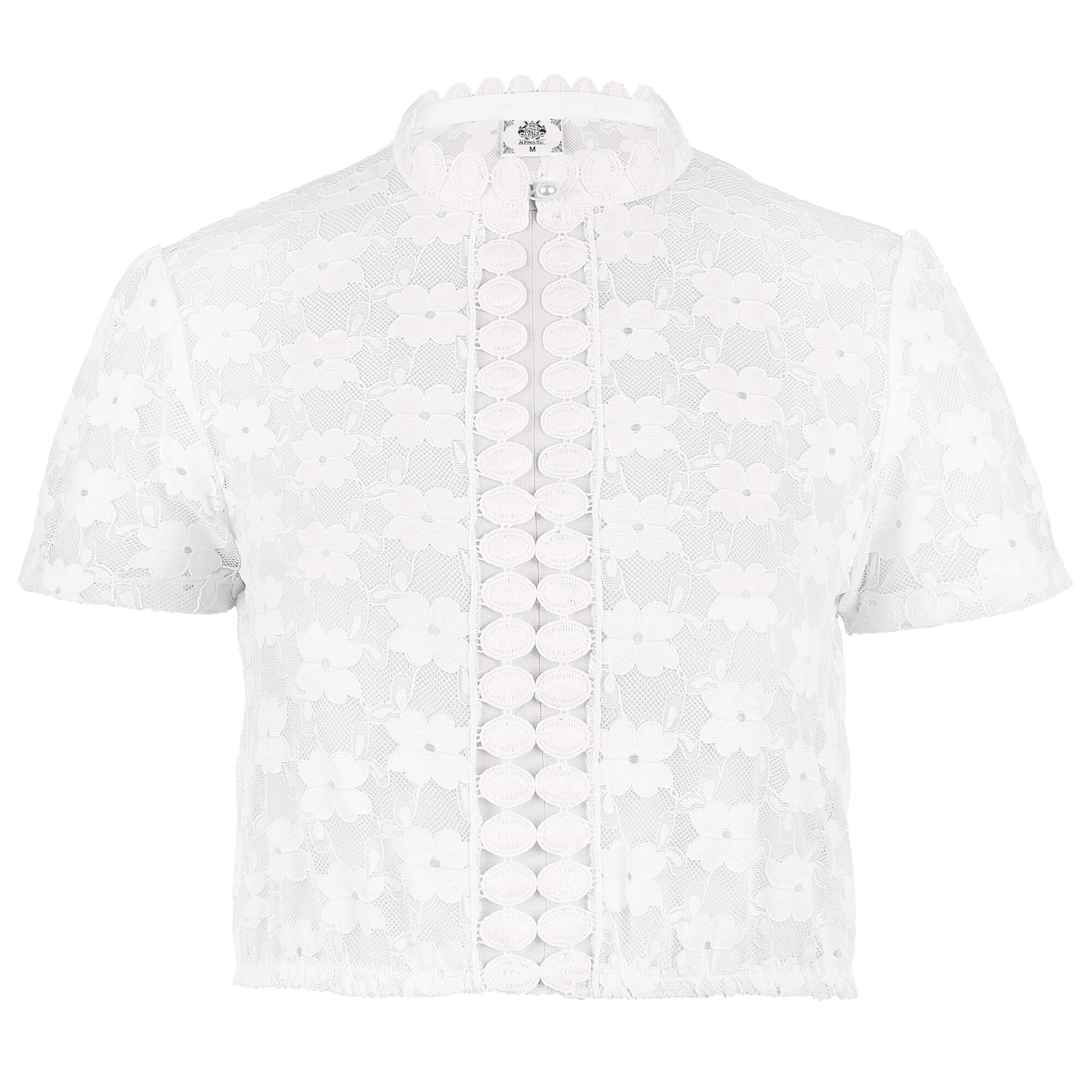 Damen Dirndlbluse "Lilly" mit Spitze, Weiß