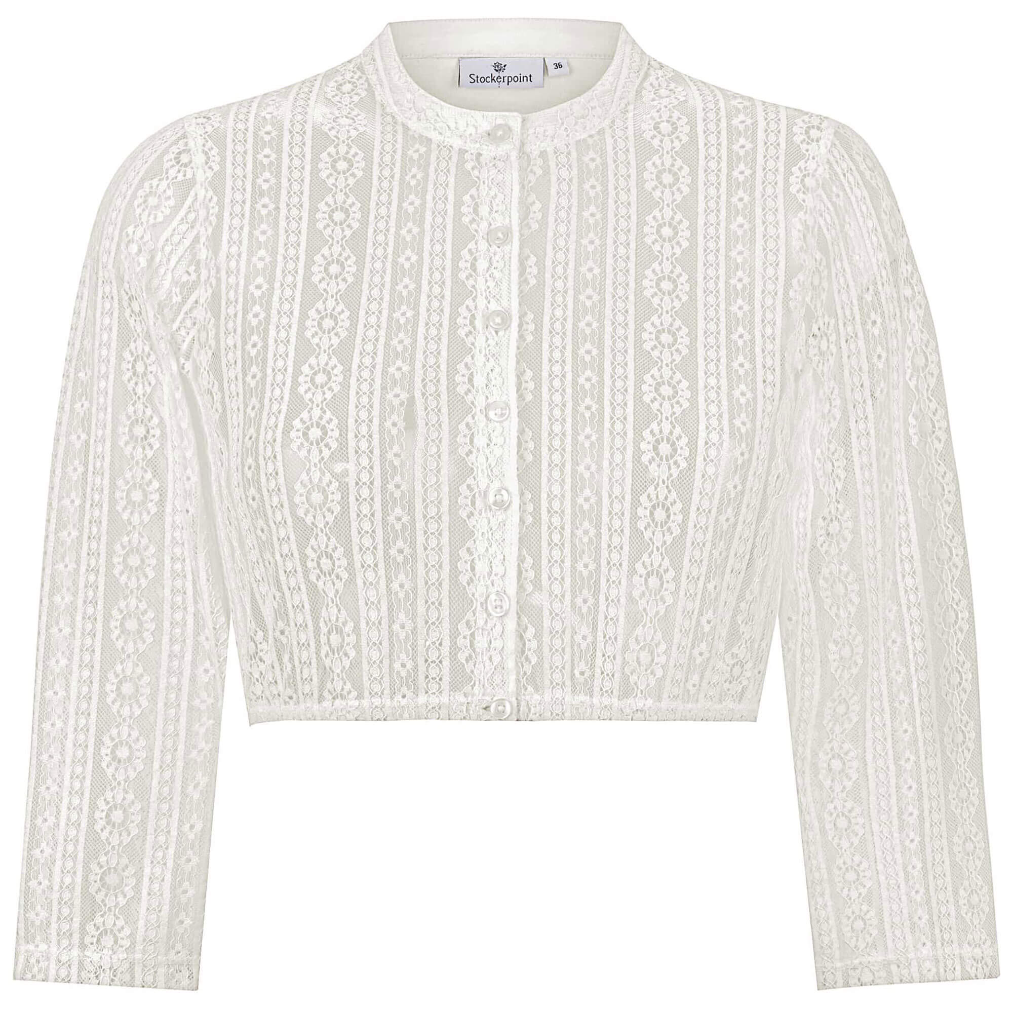 Vorderansicht der Damen Dirndlbluse "Cassidy" in der Farbe Weiß