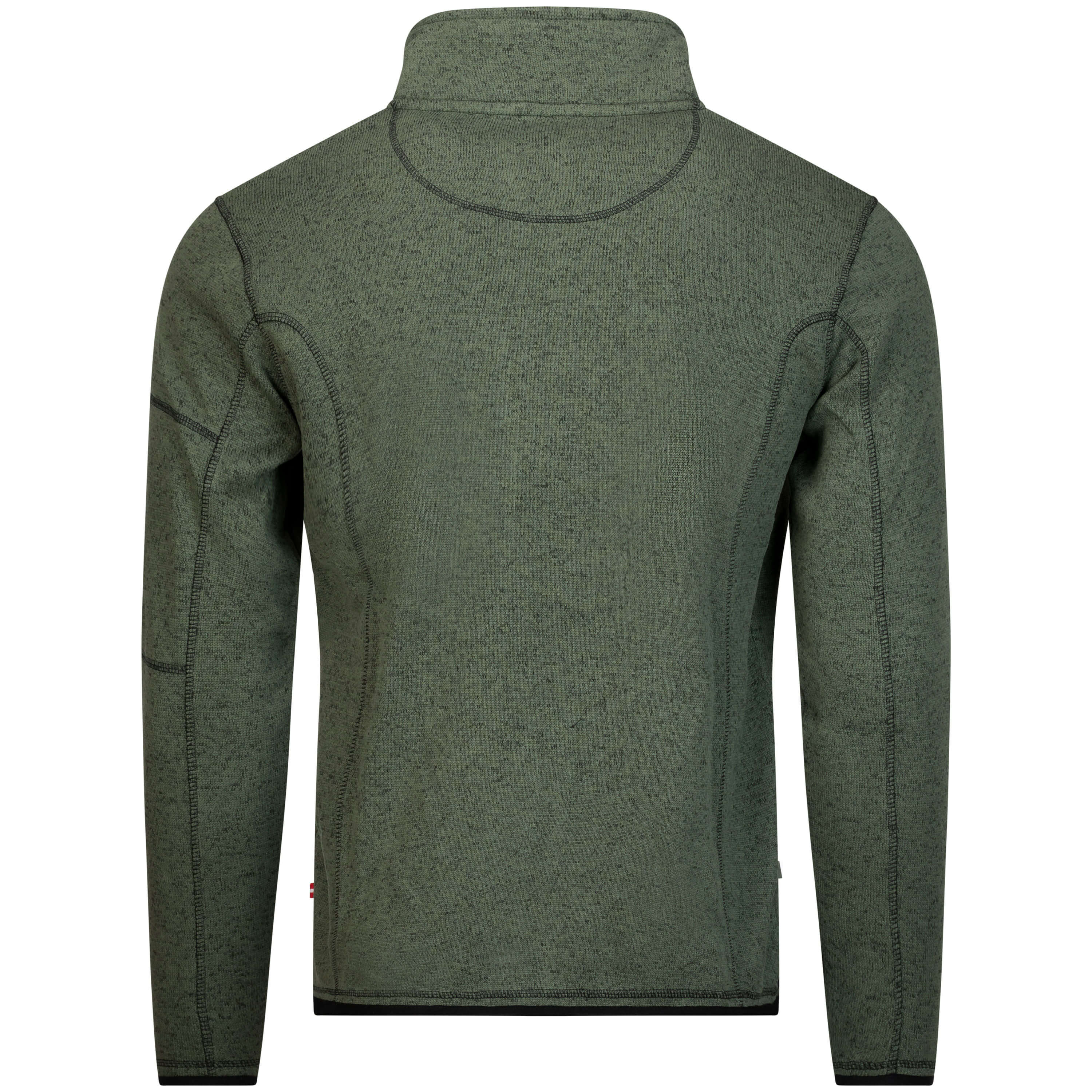 Rückansicht der Herren Strickfleece Jacke "Rudi", in der Farbe Olive