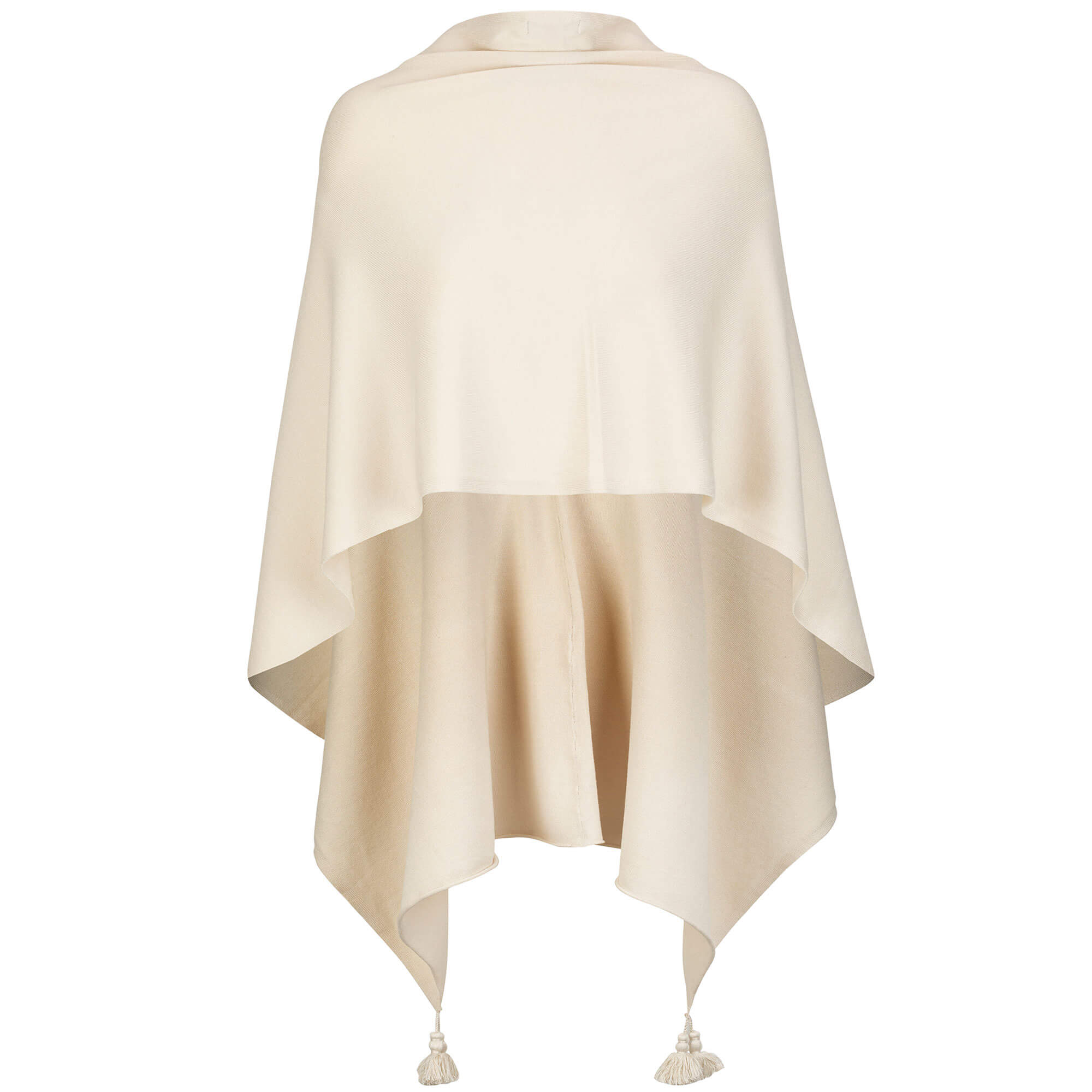 Hinteransicht des Damen Poncho in der Farbe Ecru
