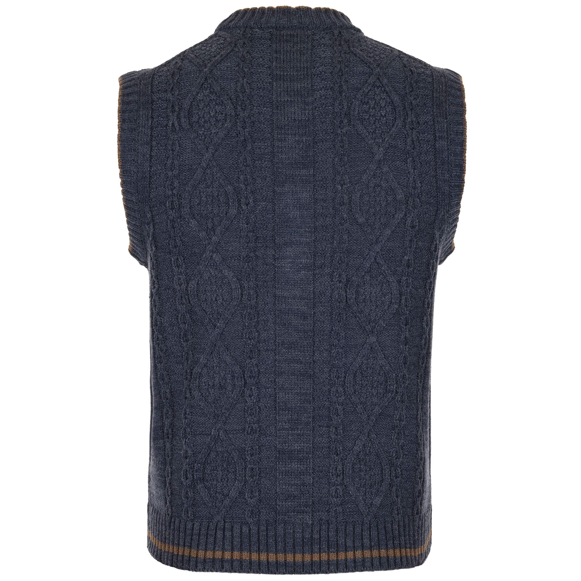 Rückansicht der Herren Strickweste "Anton", mit Reißverschluss, in der Farbe Navy