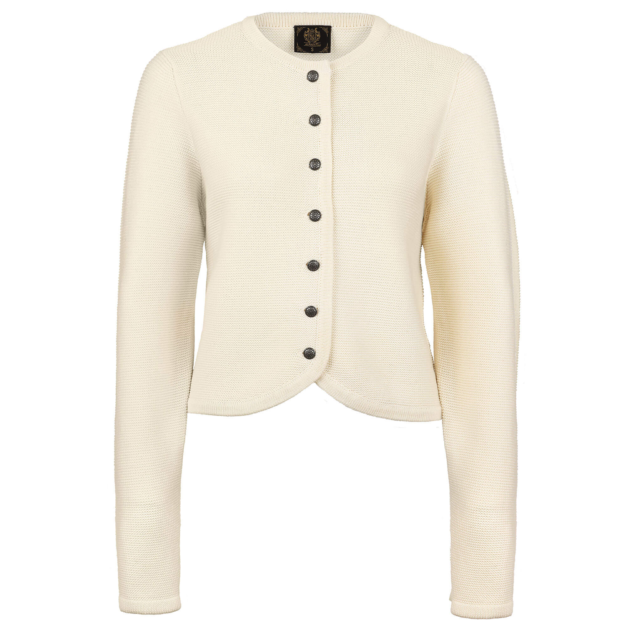 Vorderansicht der Damen Strickjacke "Achensee", in der Farbe Beige