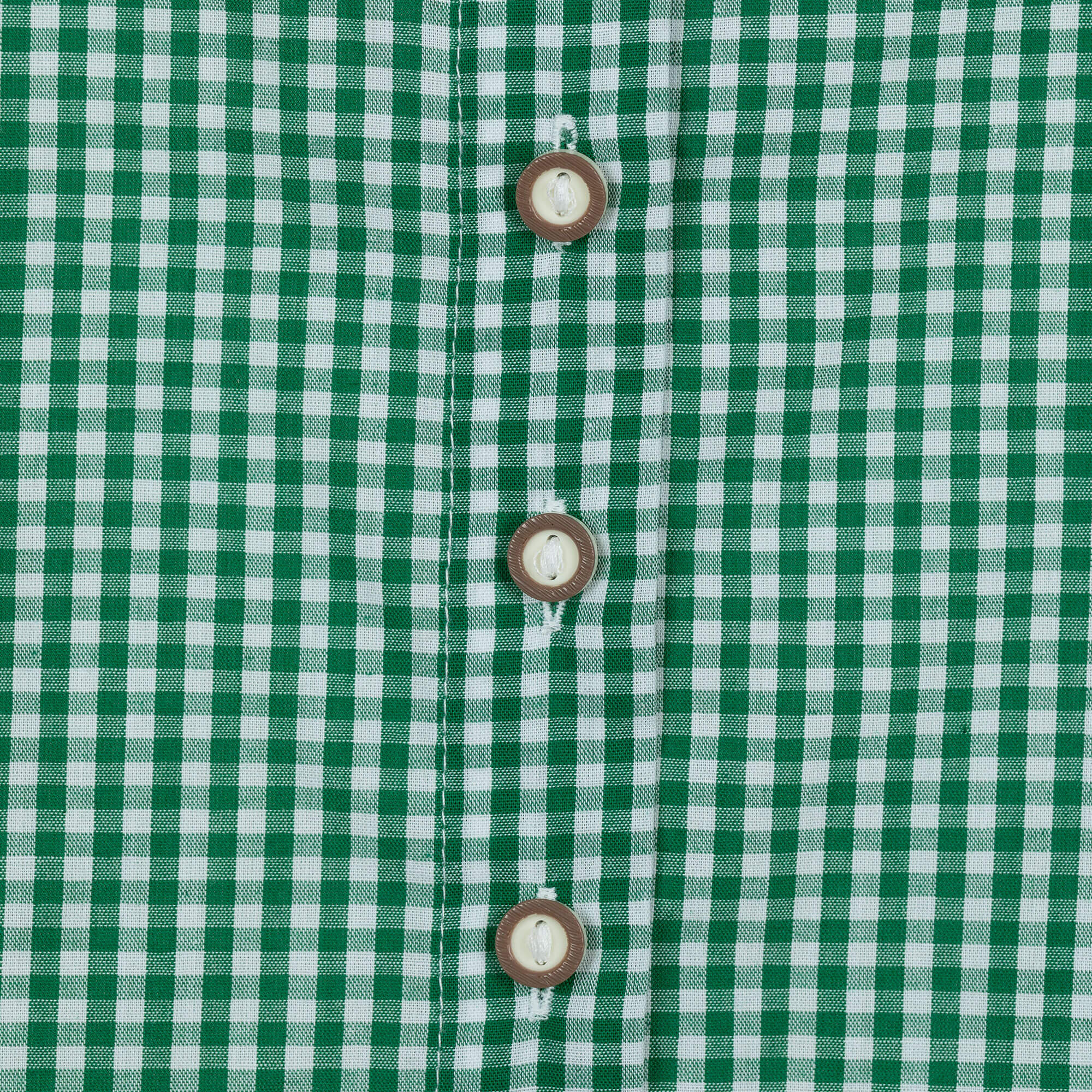Detailansicht der Knopfleiste und Karomuster, Damen Bluse "Chiemgau", in der Farbe Grün
