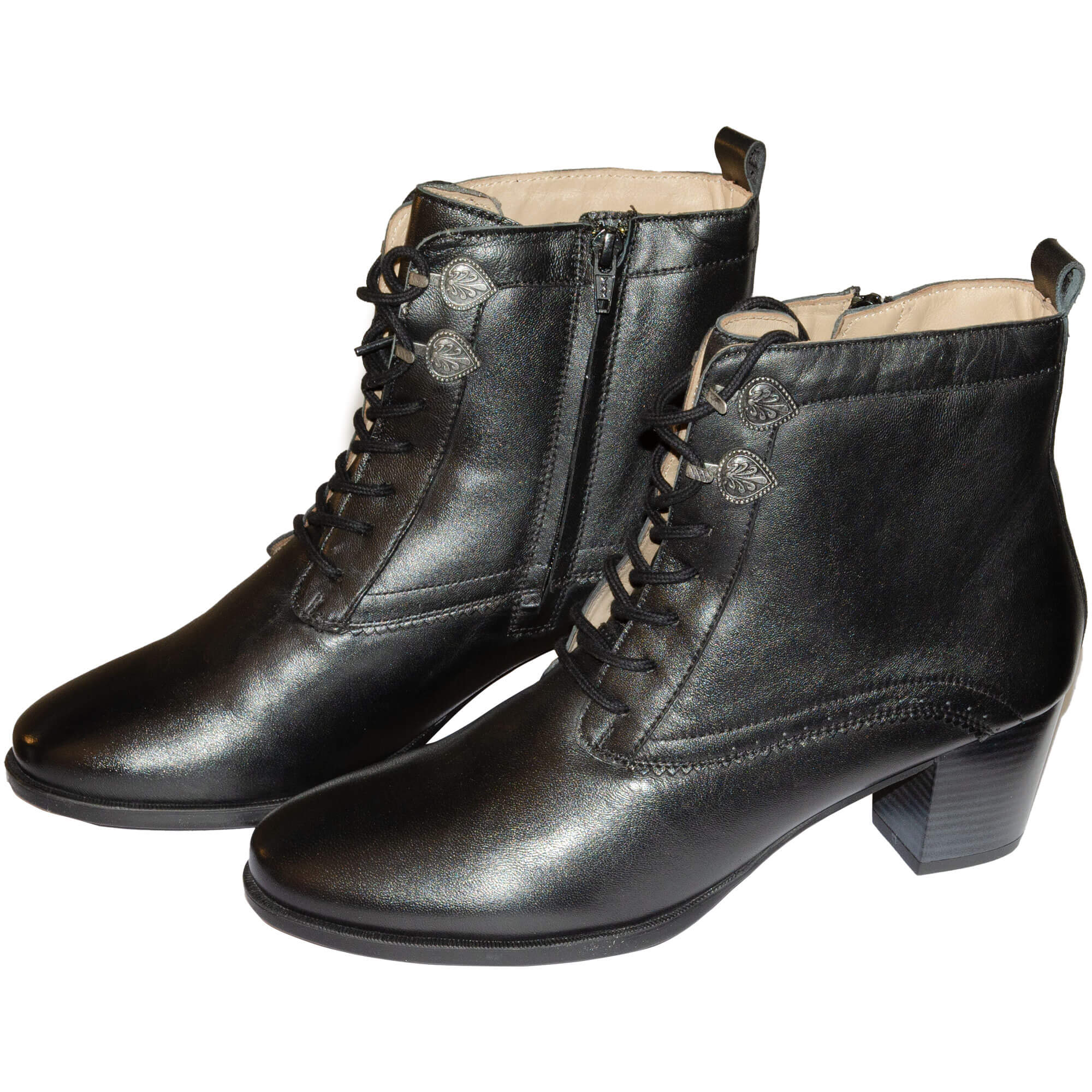 Seitenansicht der Damen Schuhe "Pia", in der Farbe Schwarz, nach Links schauend, ein Paar