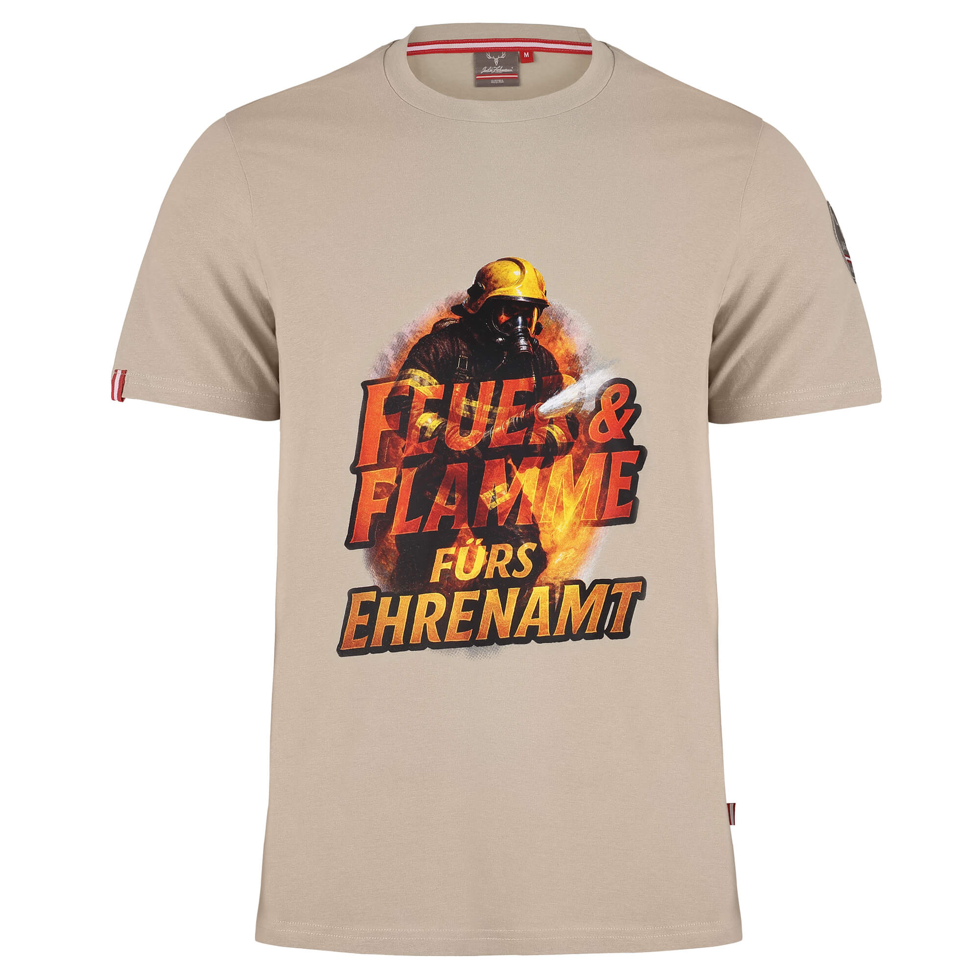 Herren T-Shirt Feuerwehr "Feuer & Flamme", Beige