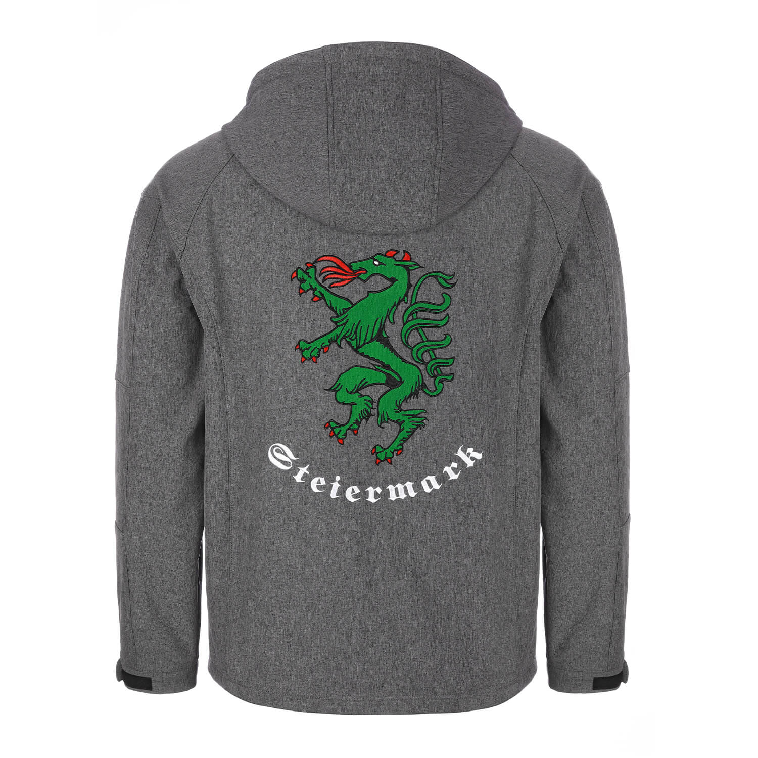 Hinteransicht der Herren Softshelljacke "Steiermark", in der Farbe Grau