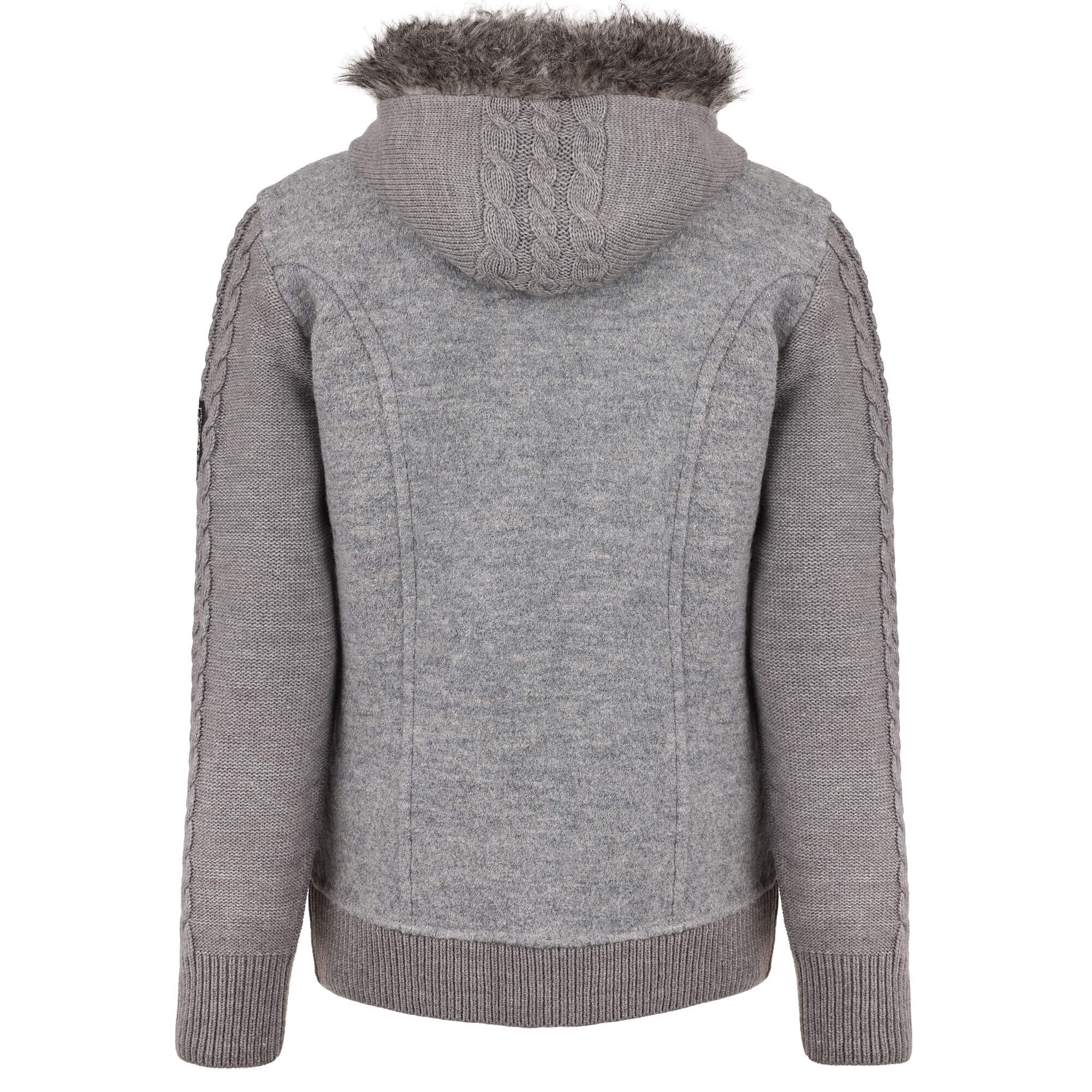 Rückansicht der Damen Strickjacke "Lucie", in der Farbe Grau