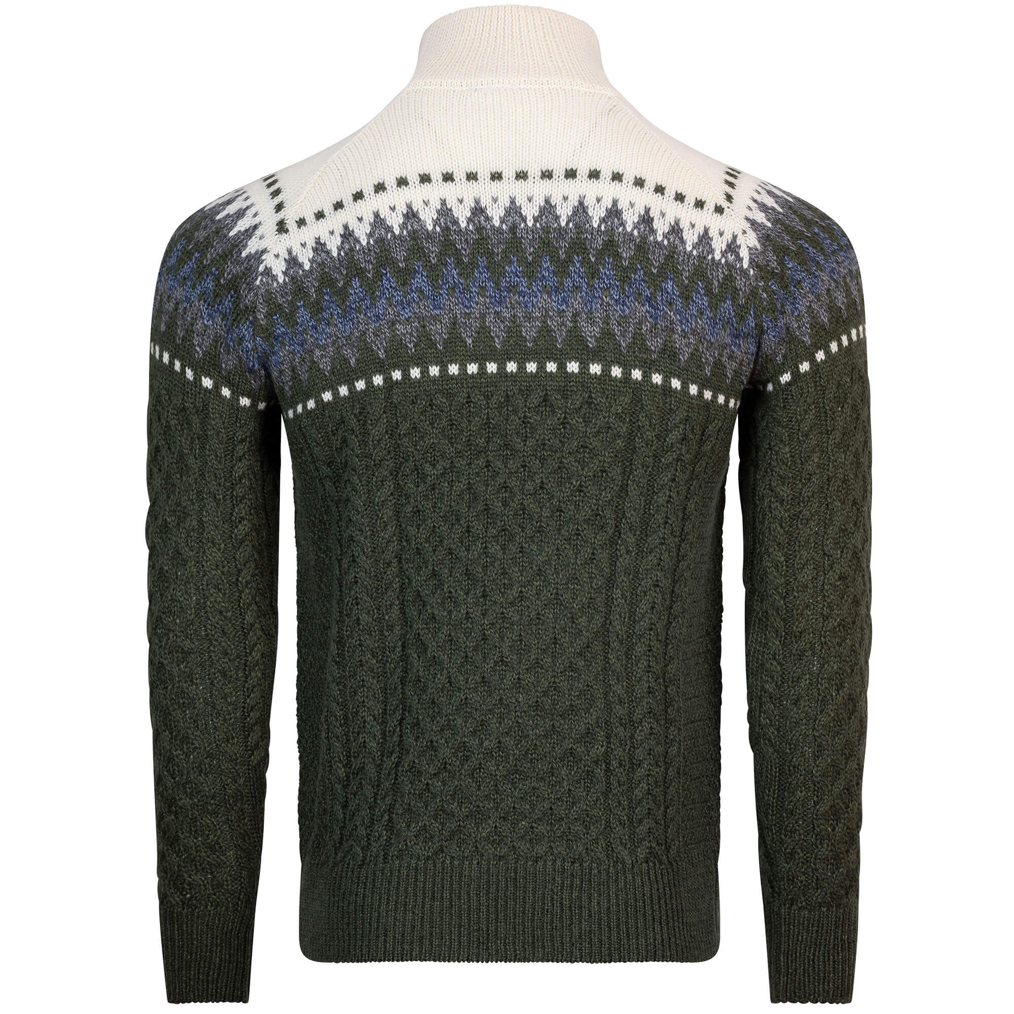 Rückansicht des Norweger Herren Pullovers "Otto", in der Farbe Grün