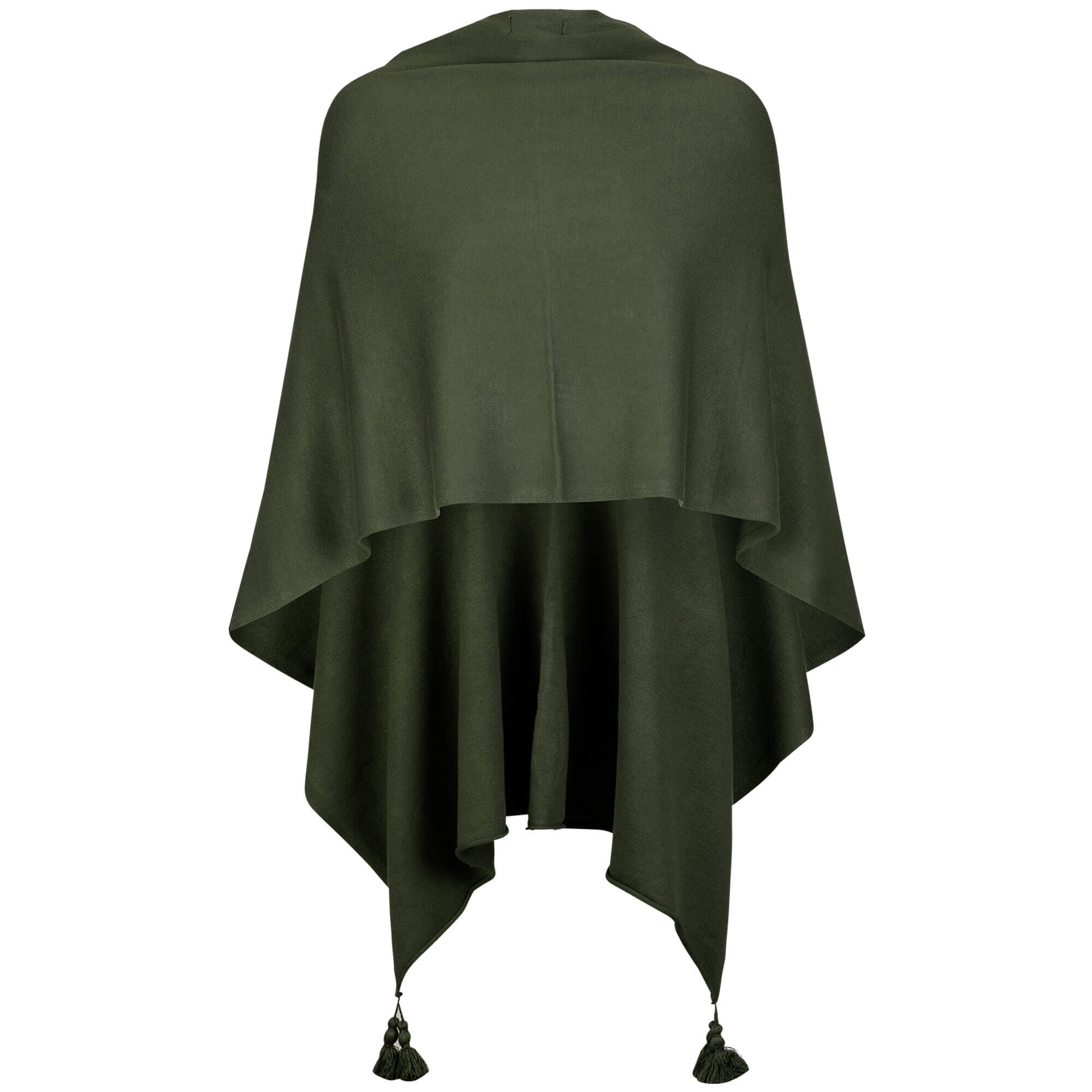 Hinteransicht des Damen Poncho in der Farbe Khaki