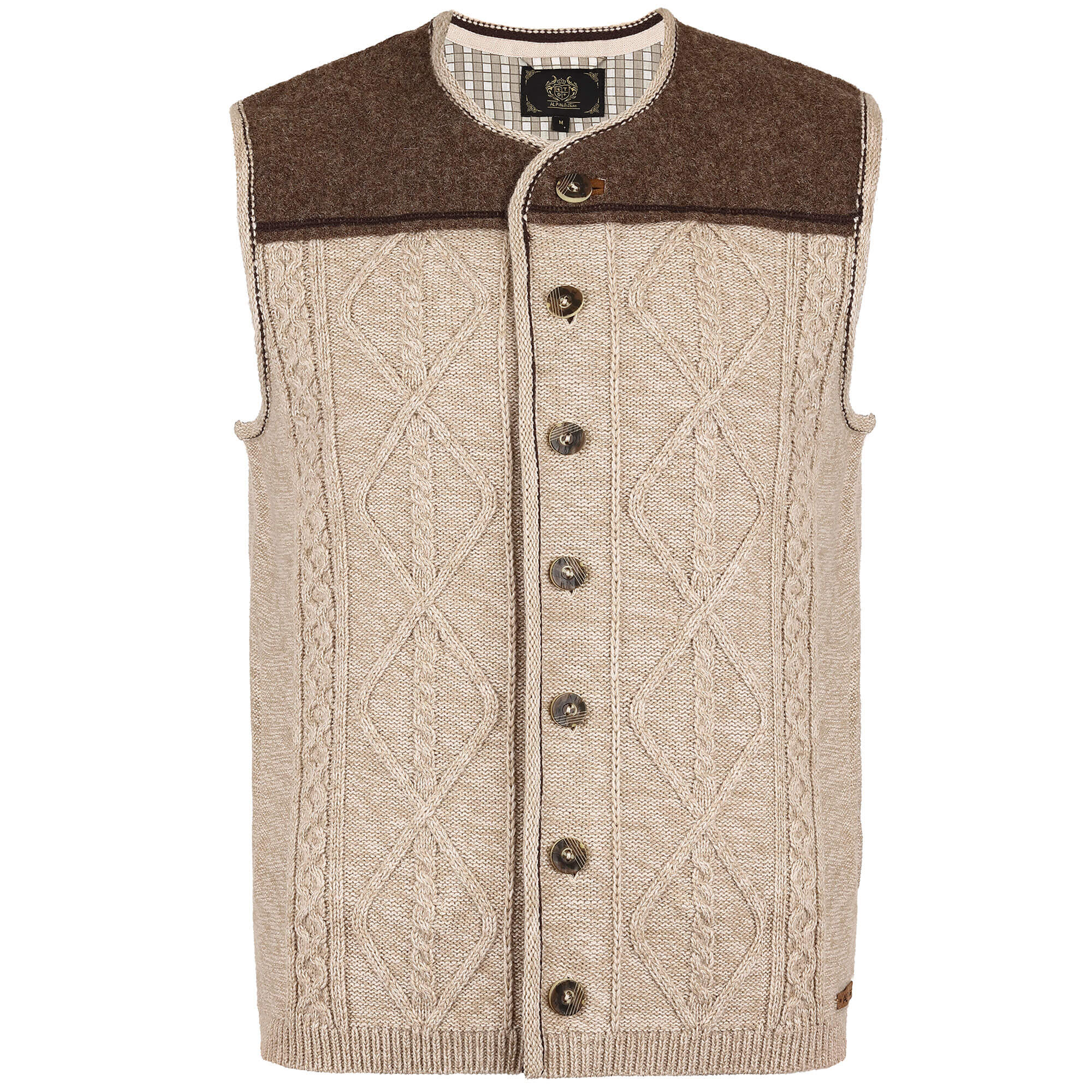 Herren Strickweste "Johann", mit Knöpfen, Braun-Beige