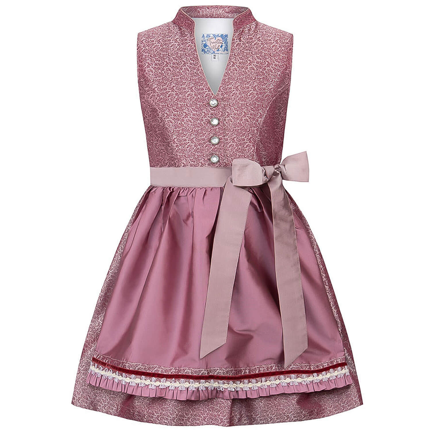 Vorderansicht des Kinder Dirndls "Jara" in der Farbe Rose