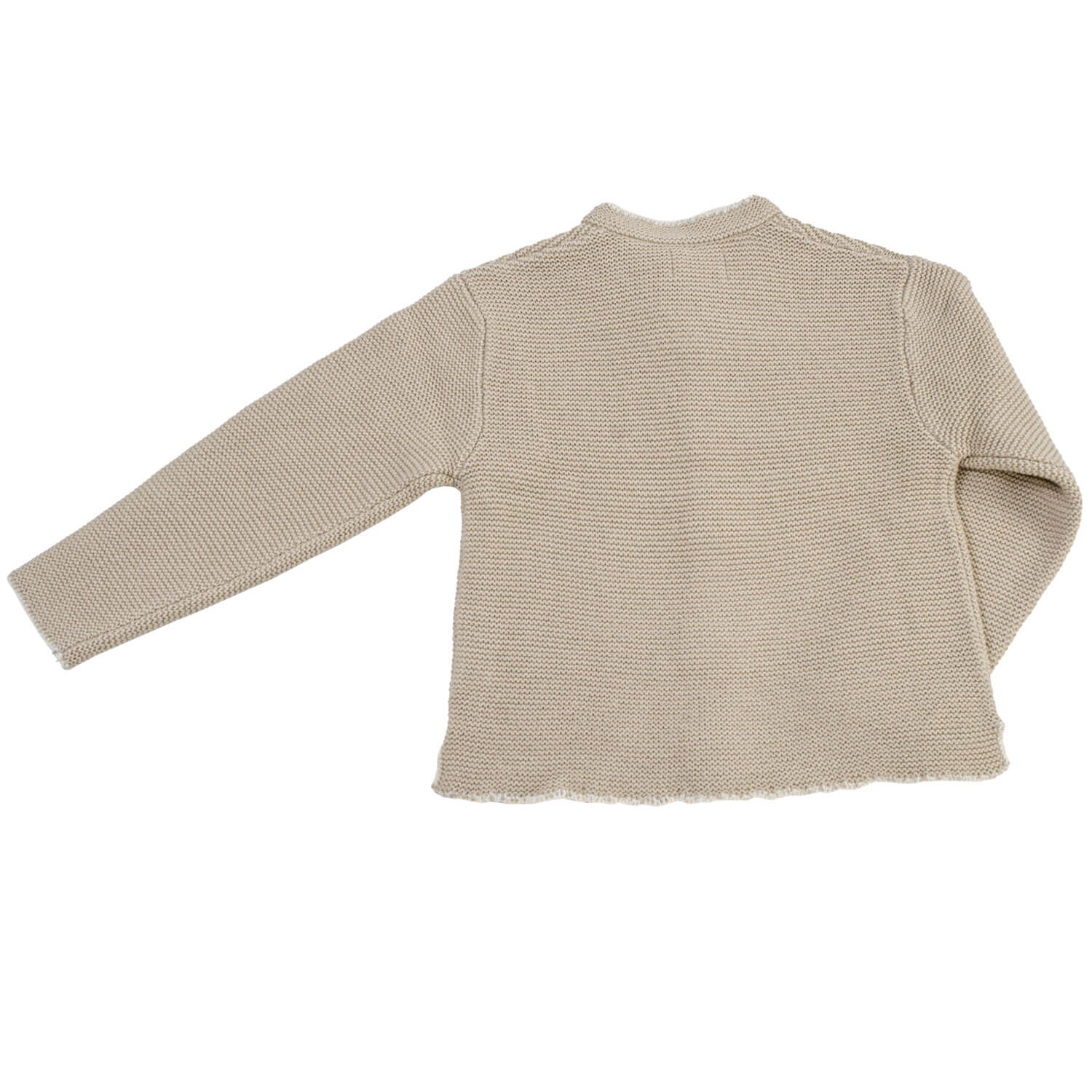 Hinteransicht der Kinder Strickjacke "Lukas", in der Farbe Beige