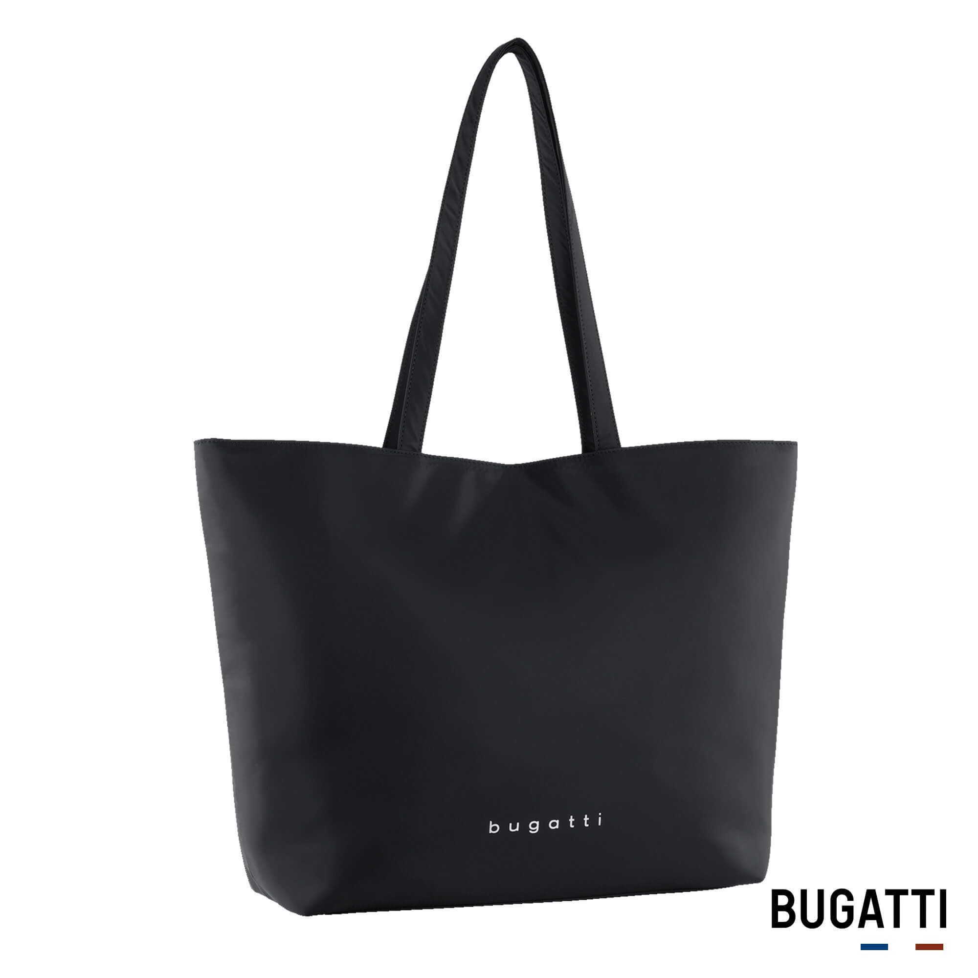 Seitenansicht der Einkaufstasche Bugatti in der Farbe Schwarz