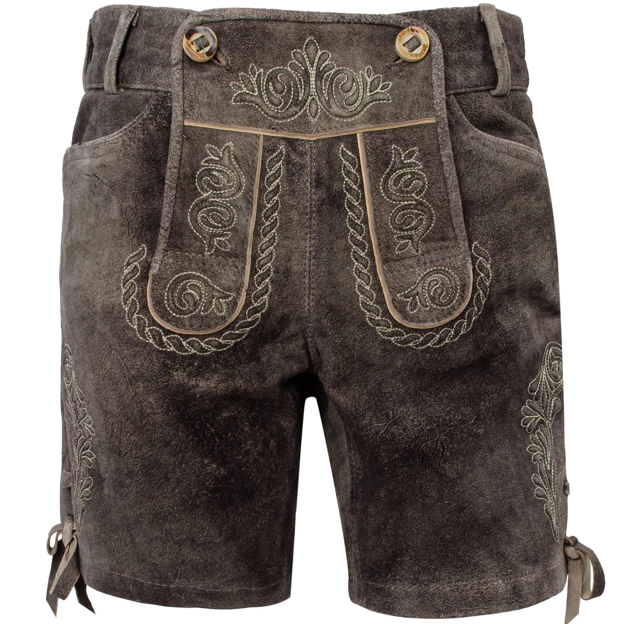 Vorderansicht der Damen Lederhose "Babsi" in der Farbe Goat-Antik-Suede