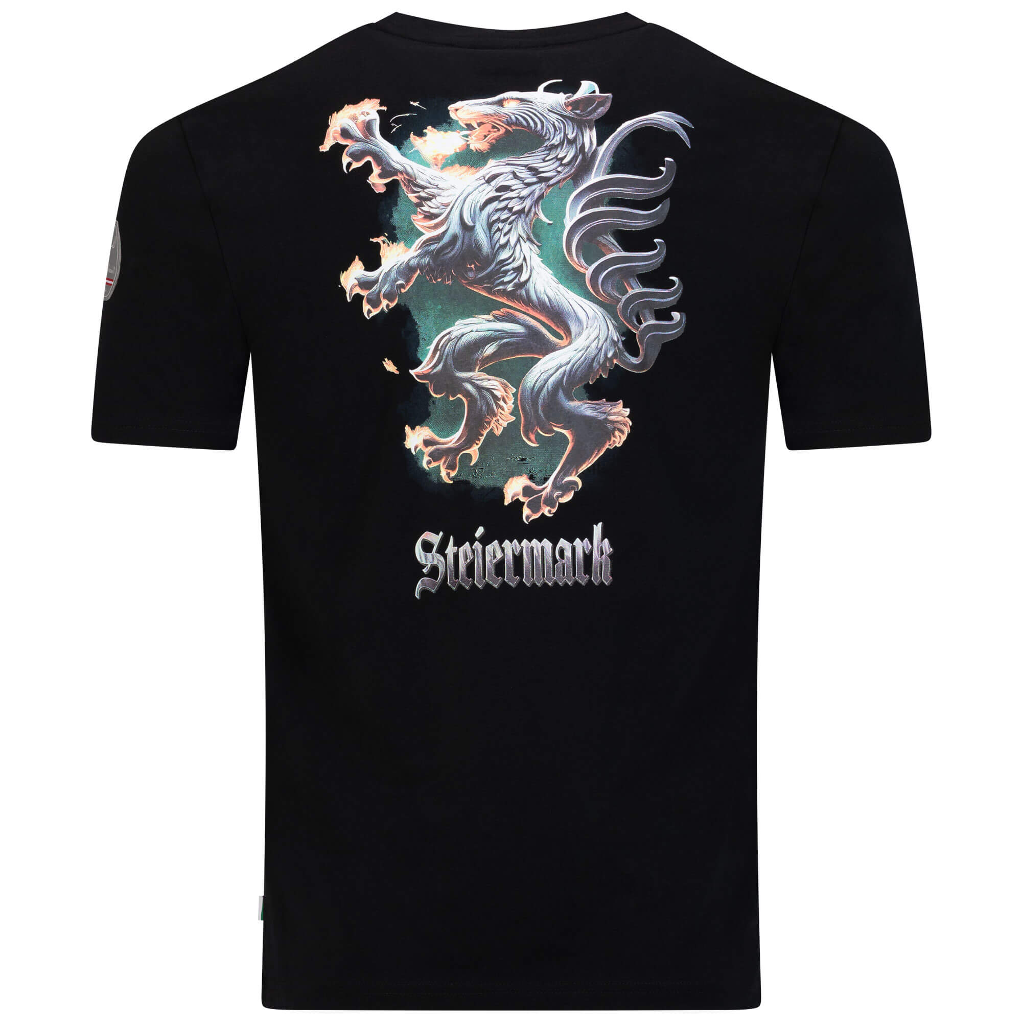 Rückansicht des Herren T-Shirt "Steiermark", in der Farbe Schwarz