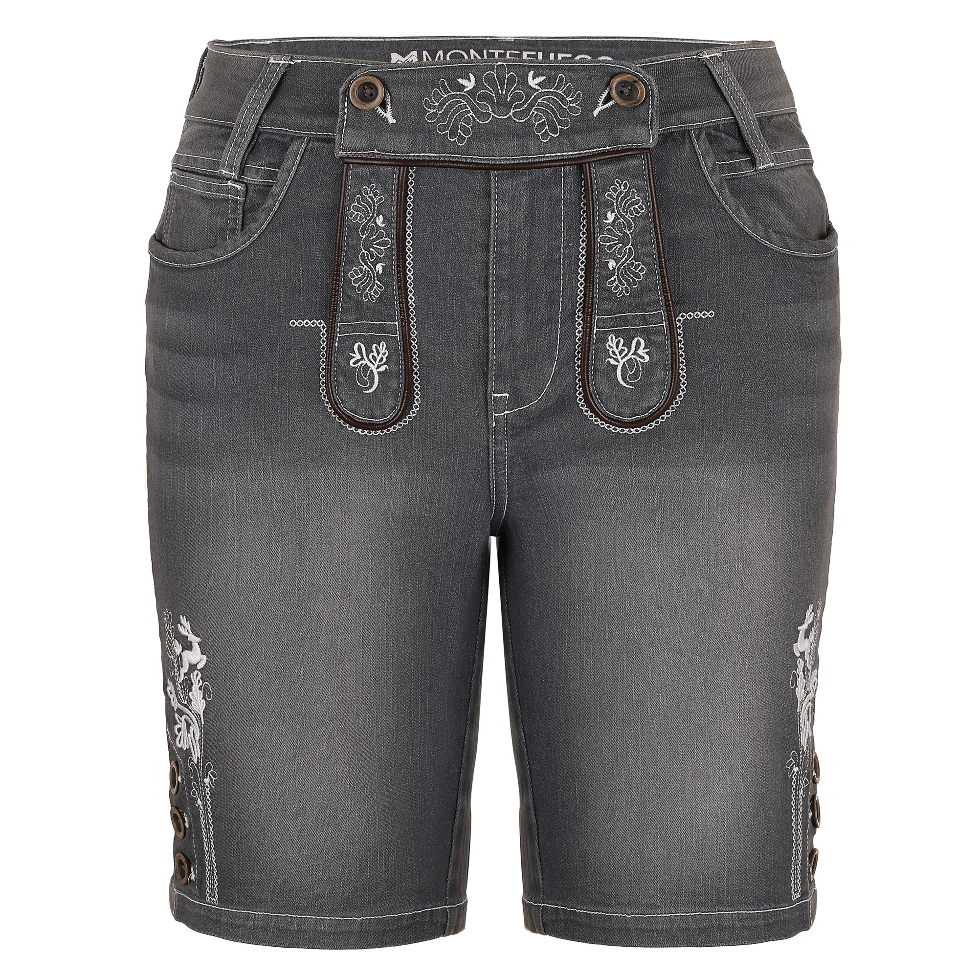 Vorderansicht der kurzen Damen Trachtenhose "Melina" in der Farbe Stone