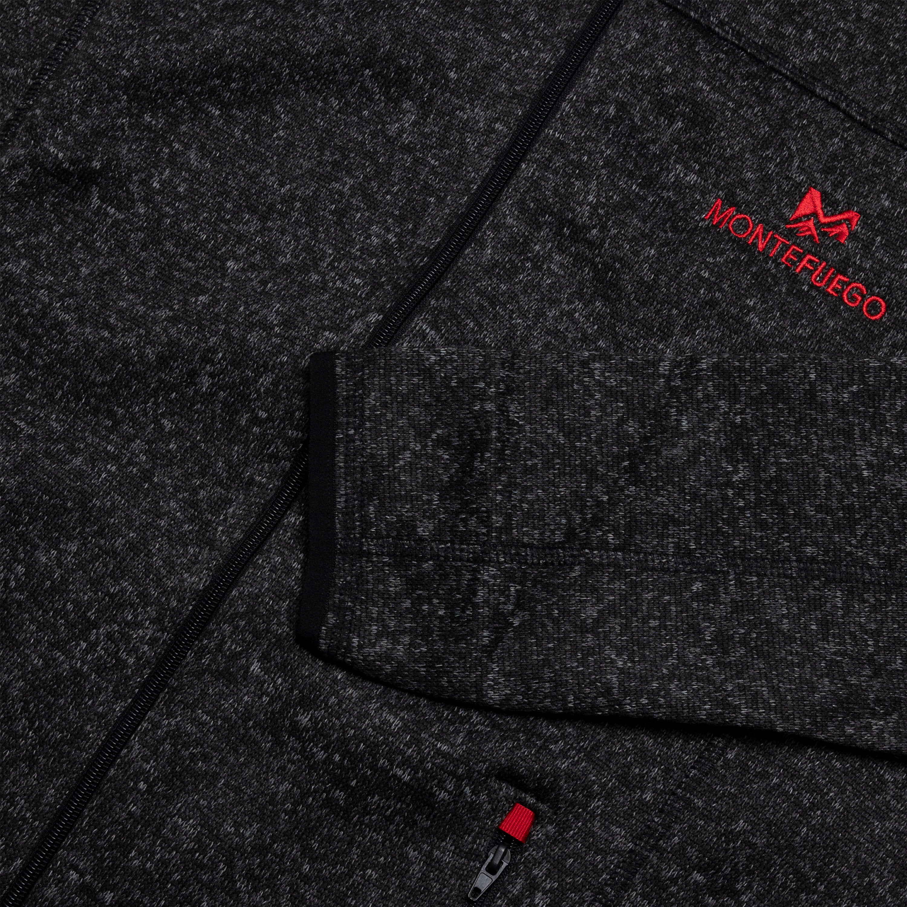 Detailansicht der Herren Strickfleece Jacke "Rudi", in der Farbe Anthrazit