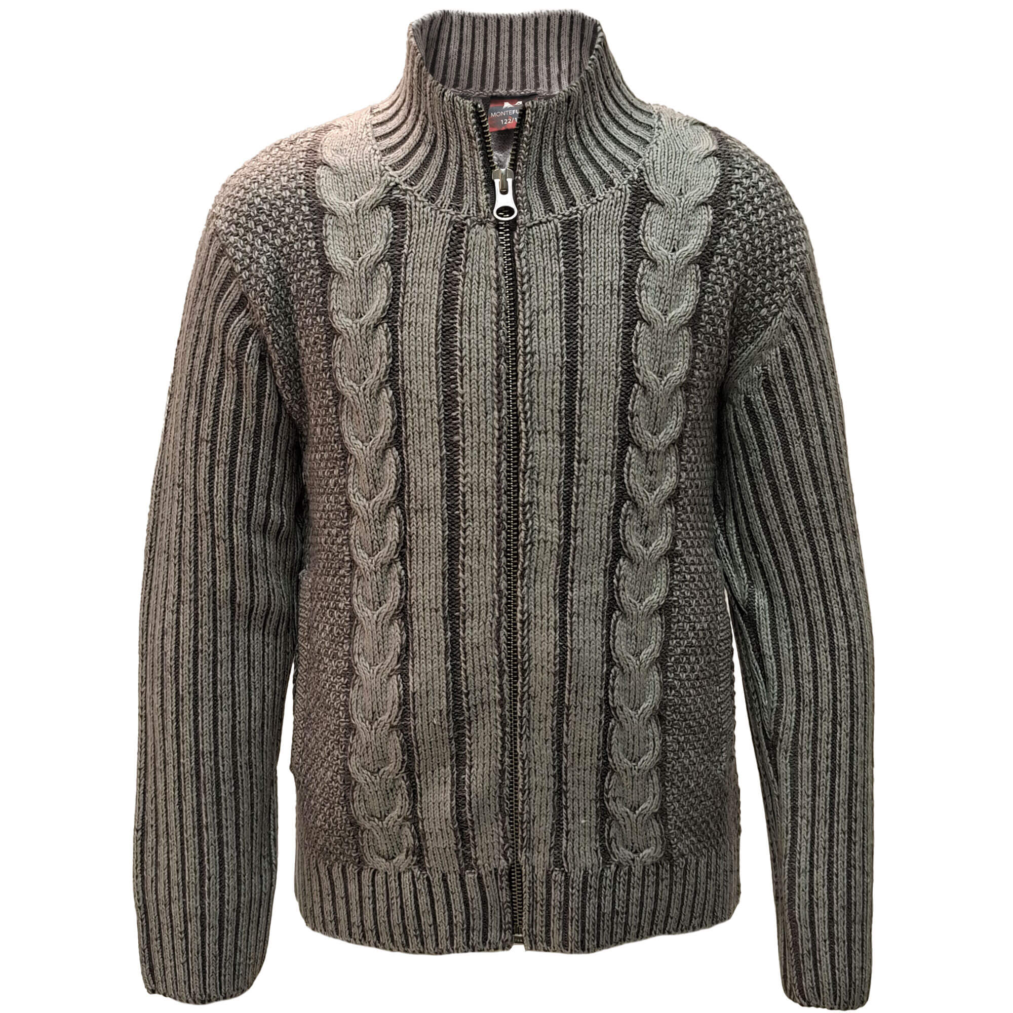 Vorderansicht der Kinder Strickjacke "Noel", in der Farbe Grey Solid