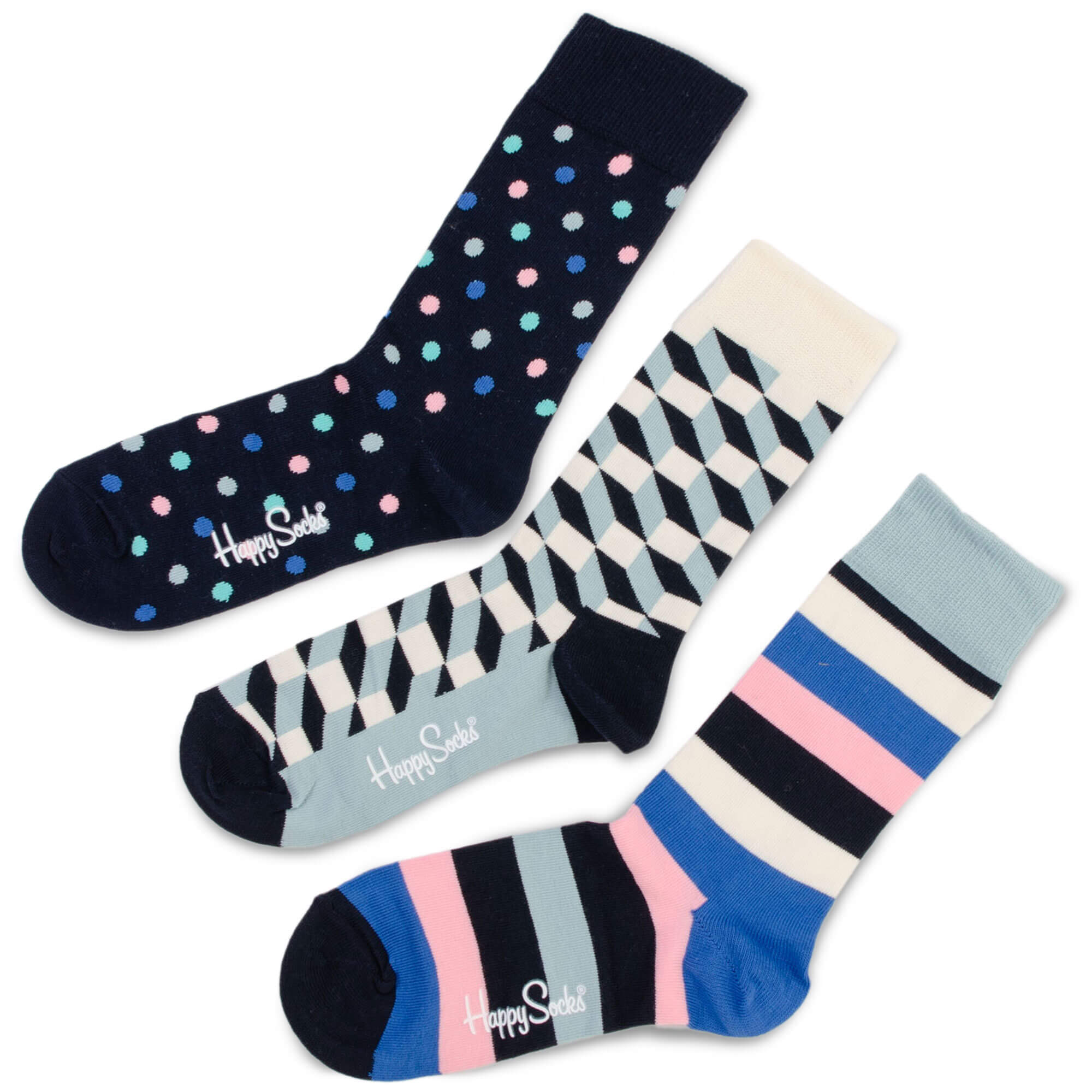 Happy Socks 3er pack 3D Würfel, einzeln liegend