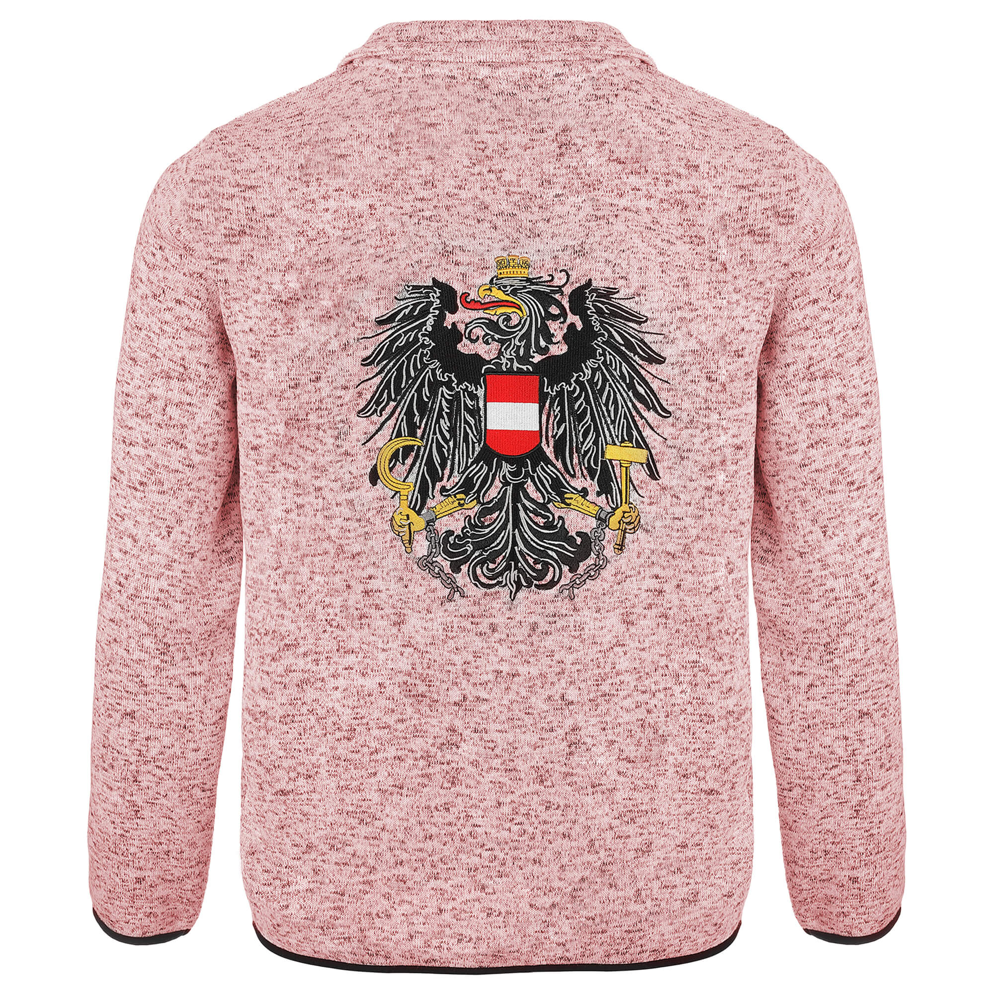 Rückansicht Kinder Strickfleecejacke Österreich, in der Farbe Rosa