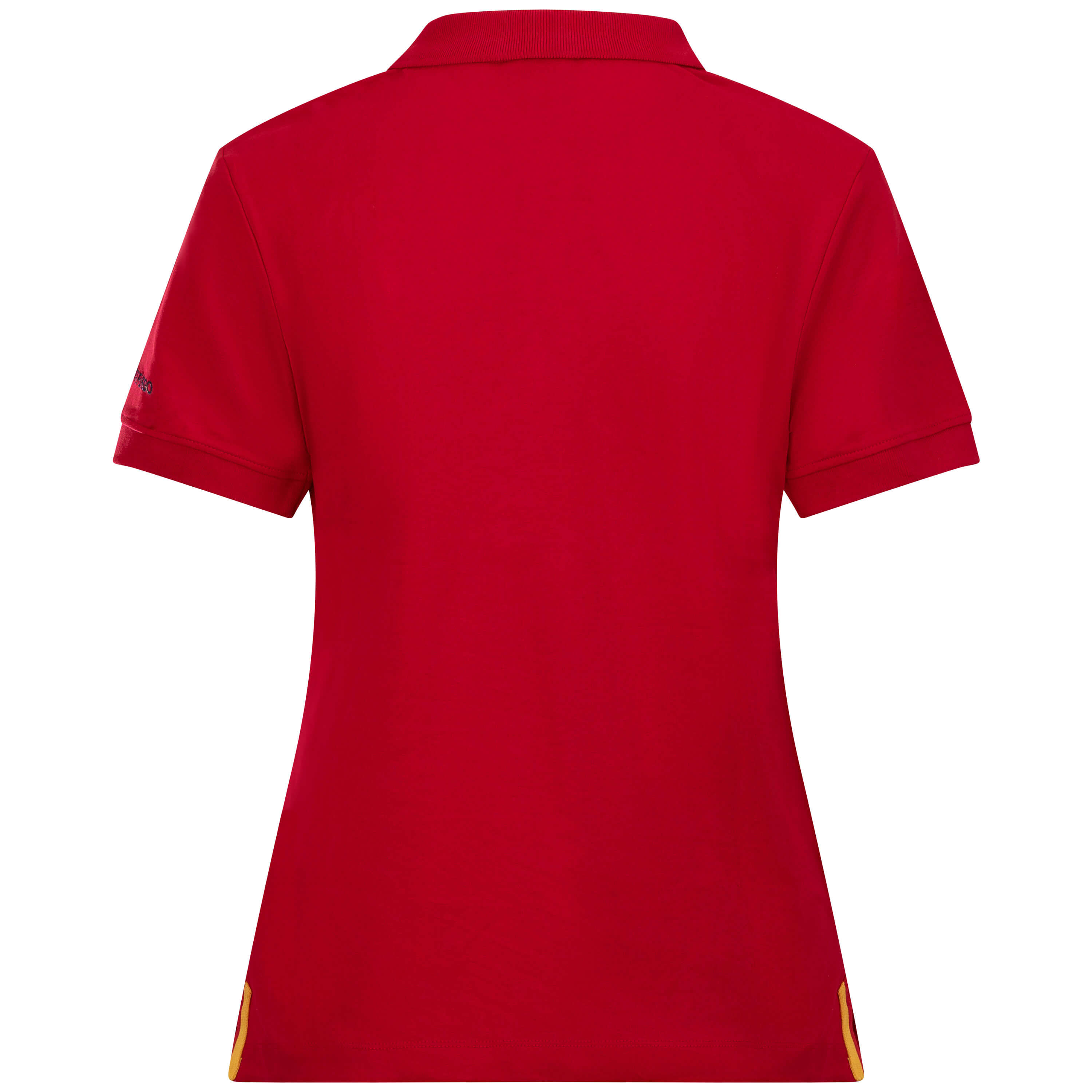 Rückansicht des Damen Polo "Kärnten", mit kurzem Arm, in der Farbe Rot, Hinten