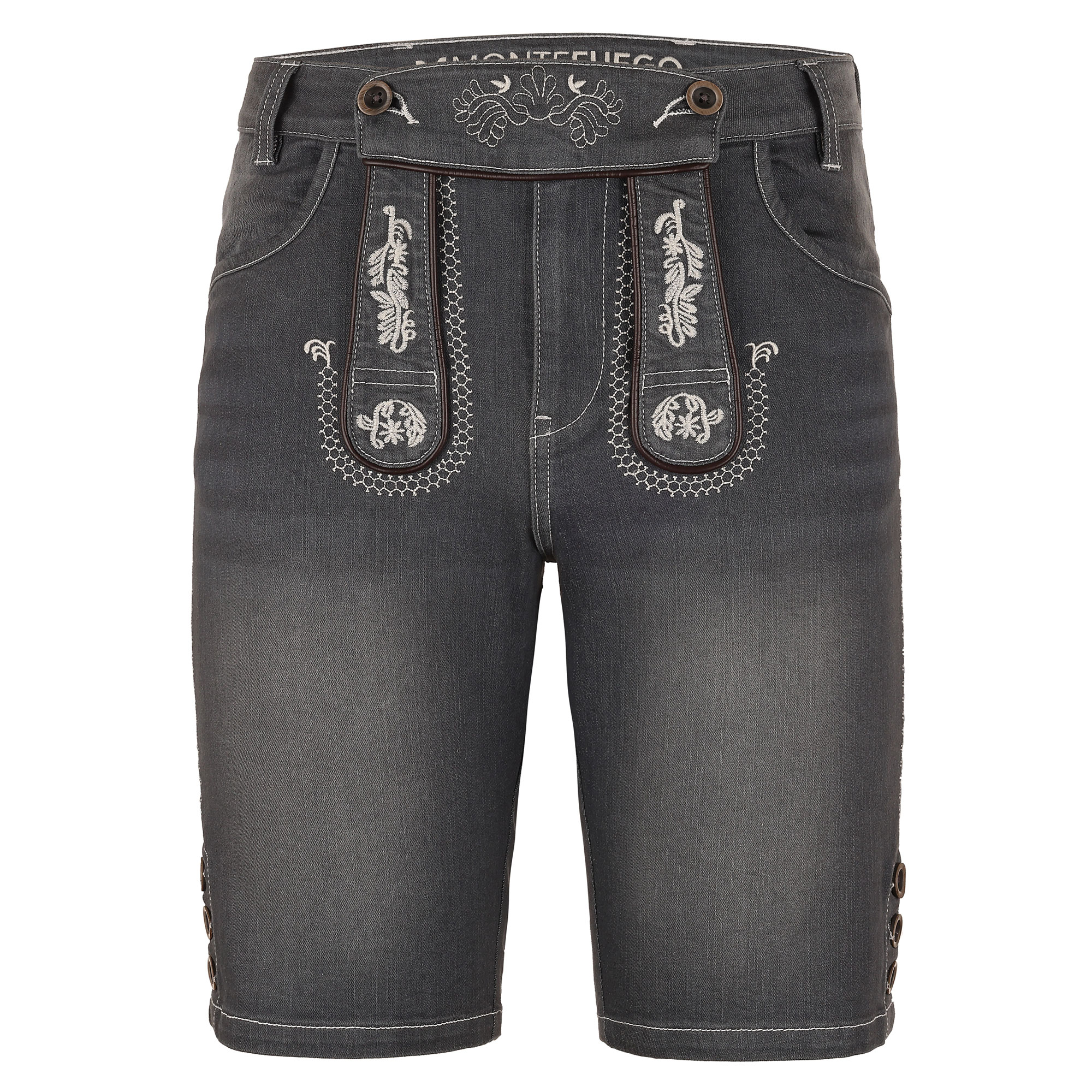 Vorderansicht der kurzen Herren Trachtenhose "Marlon" in der Farbe Stone