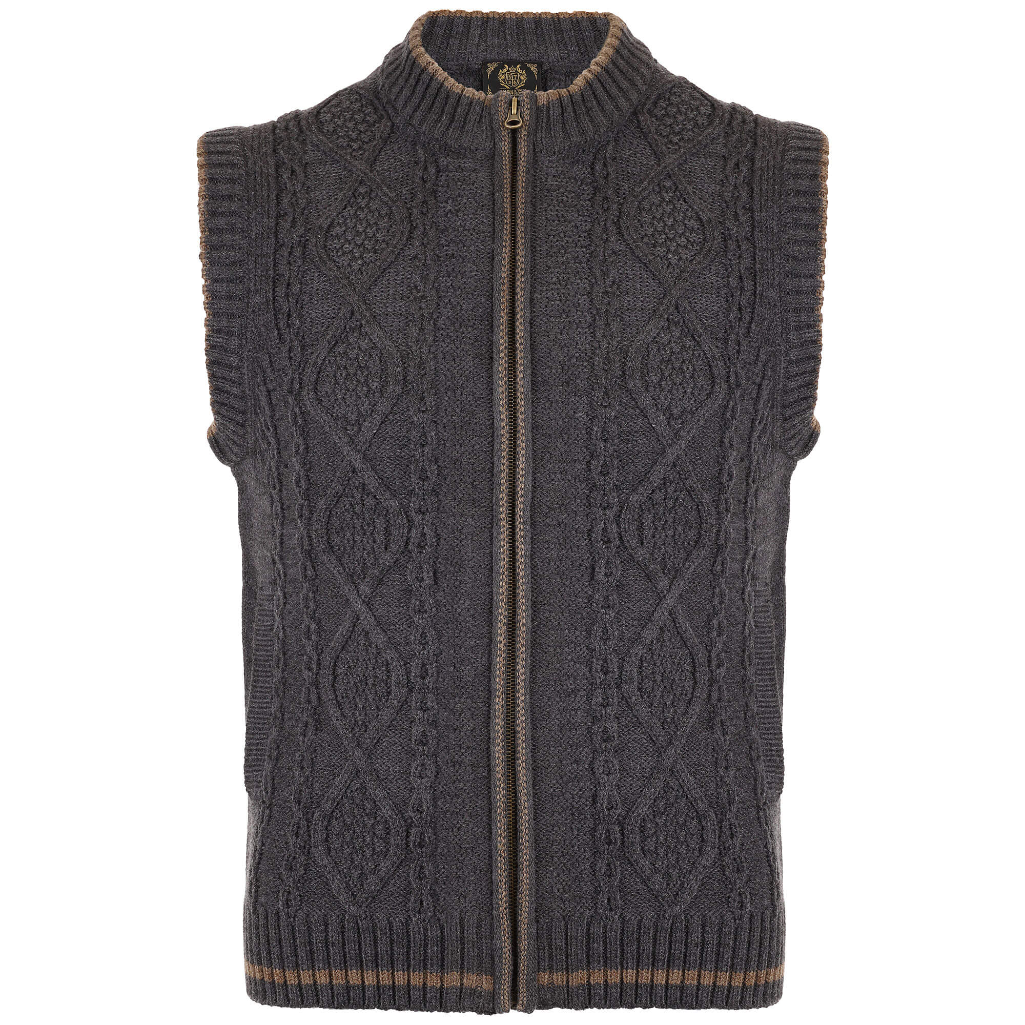 Vorderansicht der Herren Strickweste "Anton", mit Reißverschluss, in der Farbe Anthra