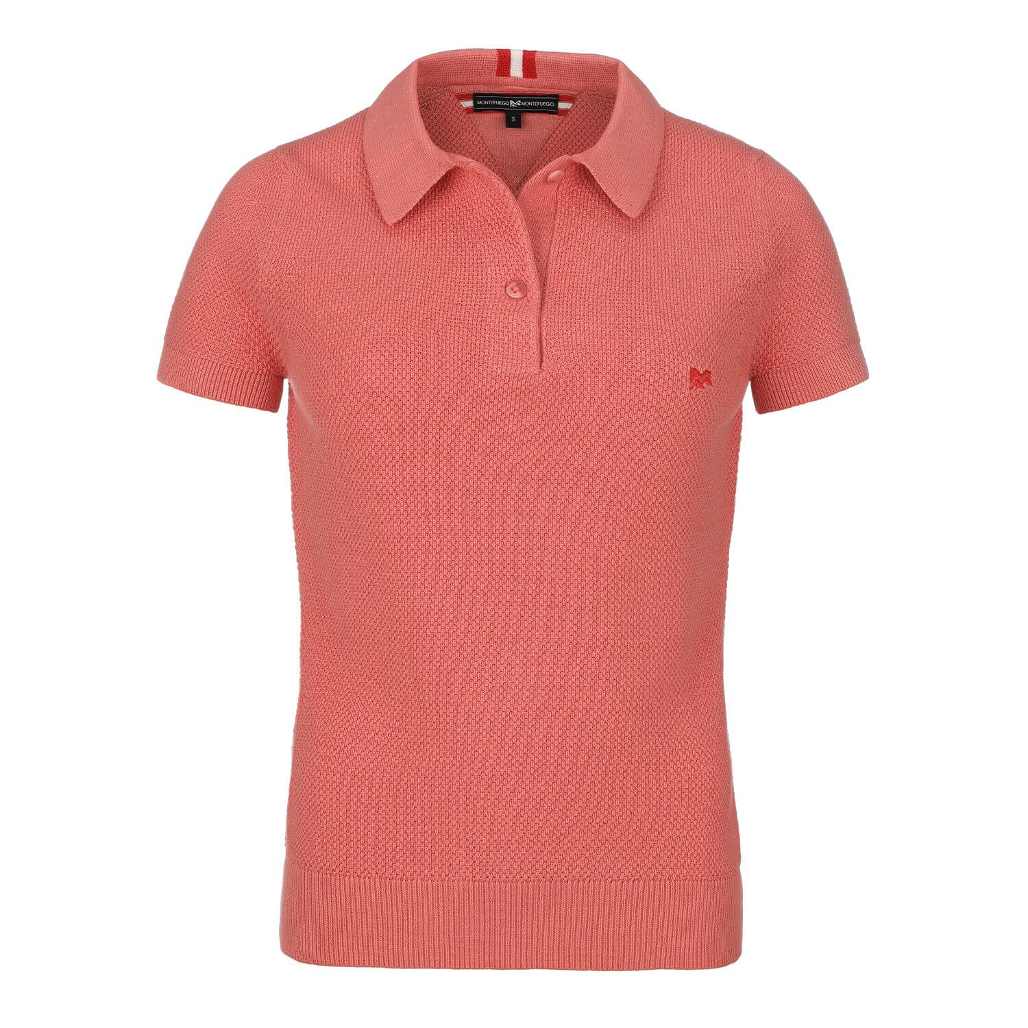 Vorderansicht des Damen Strickpolos "Emma", in der Farbe Aprikot