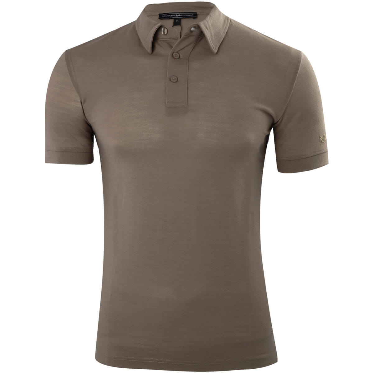 Vorderansicht des Herren Merino Poloshirt "Falko", in der Farbe Khaki