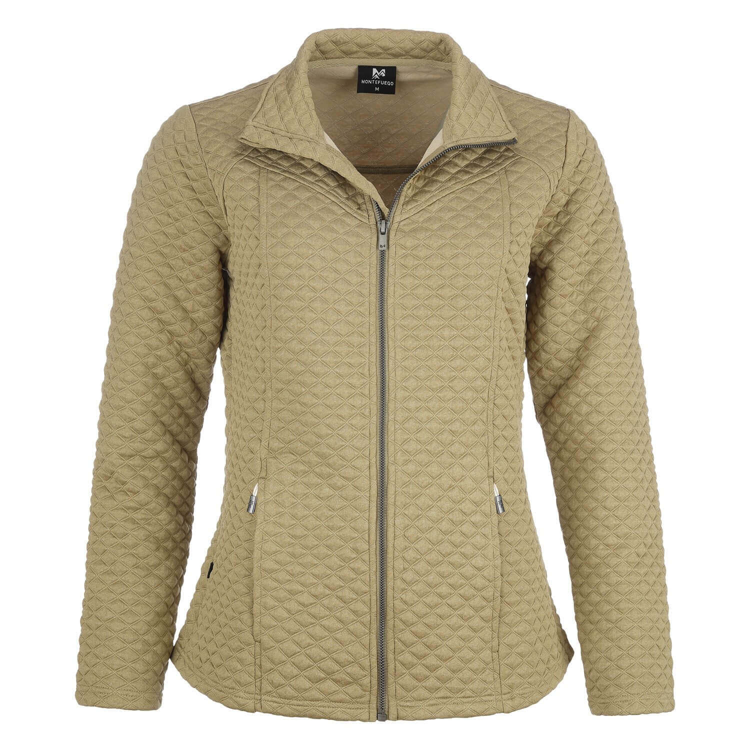 Vorderansicht der Damen Powerstretch Jacke "Anna" in der Farbe Khaki