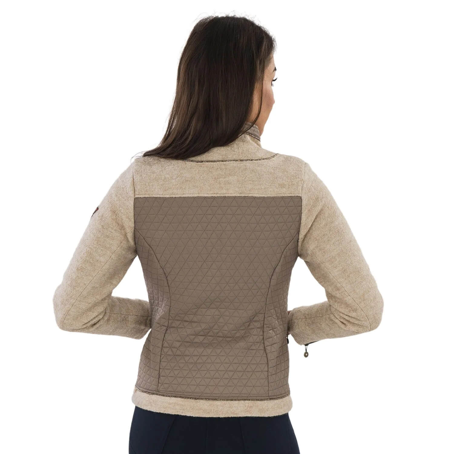 Hinteransicht der Damen Outdoor Jacke "Clarissa", in der Farbe Beige, auf Modell