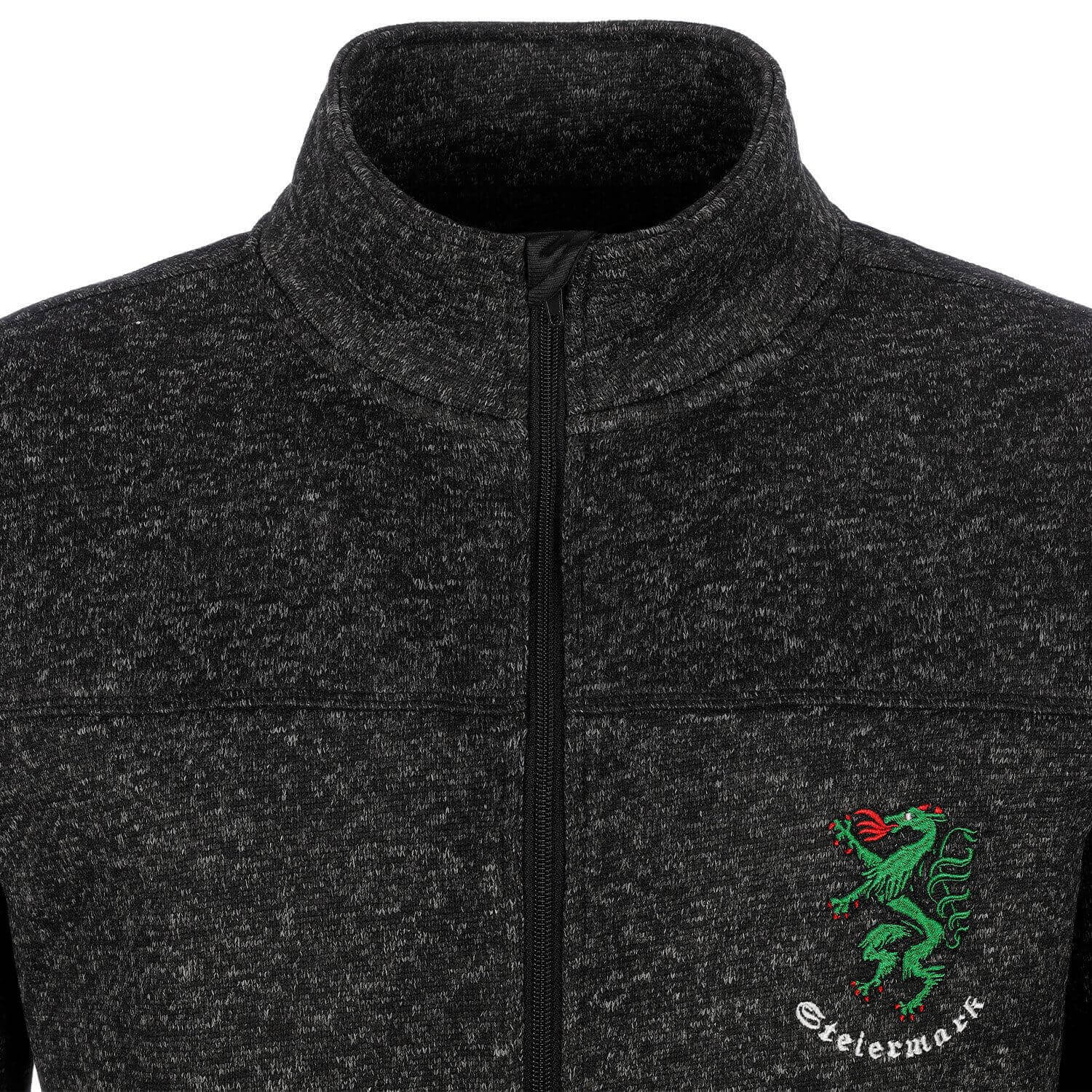 Damen Strickfleecejacke "Steiermark" in der Farbe Anthrazit, Ansicht vorne im Detail