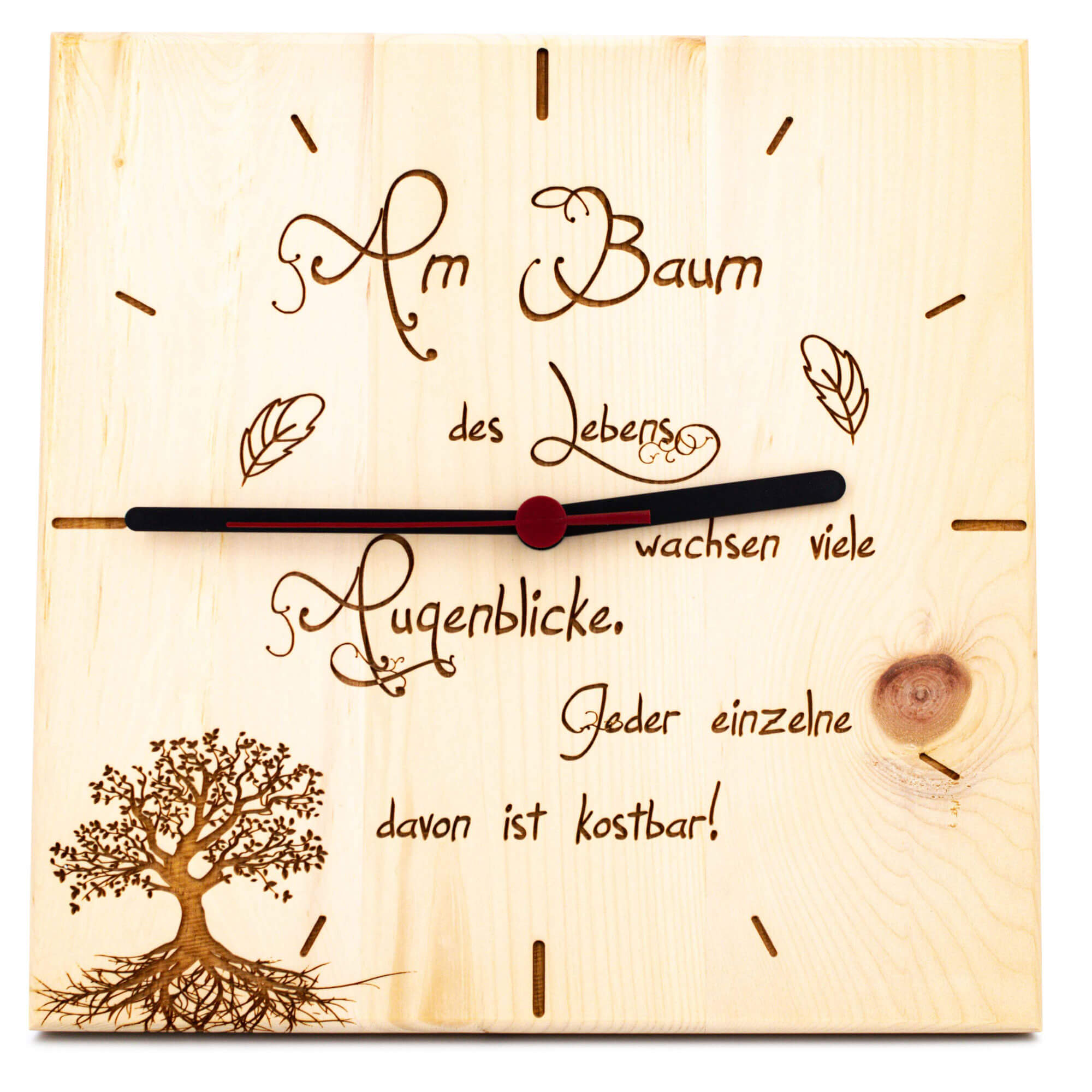 Zirbenuhr "Am Baum des Lebens", Braun