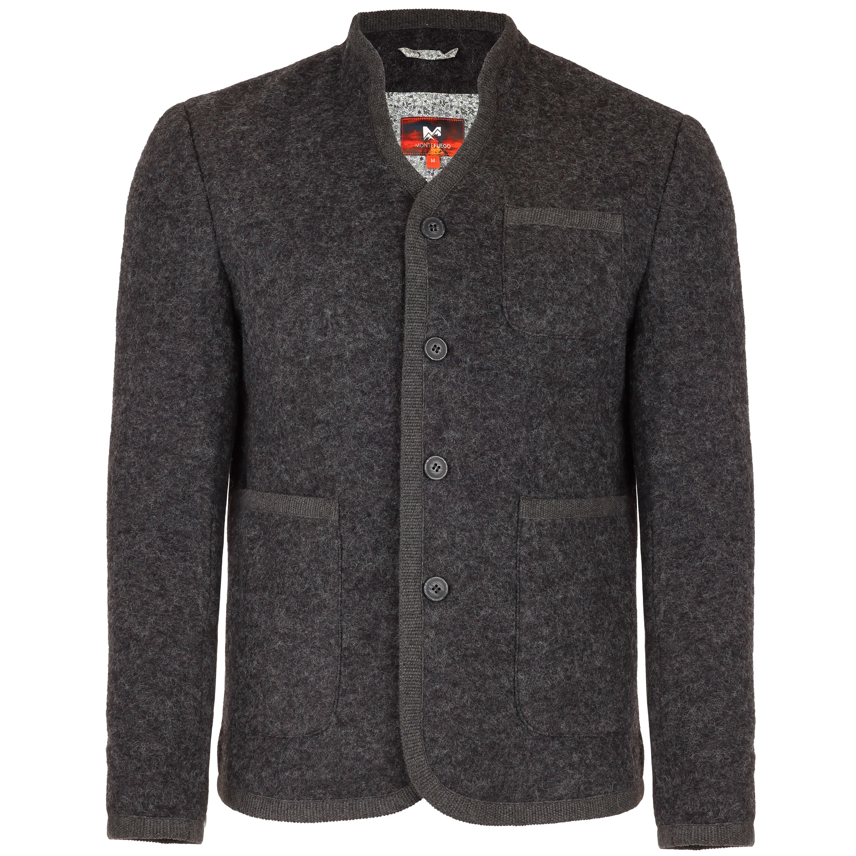 Vorderansicht der Herren Merinojacke "Richard" mit Knöpfen in der Farbe "Anthra"