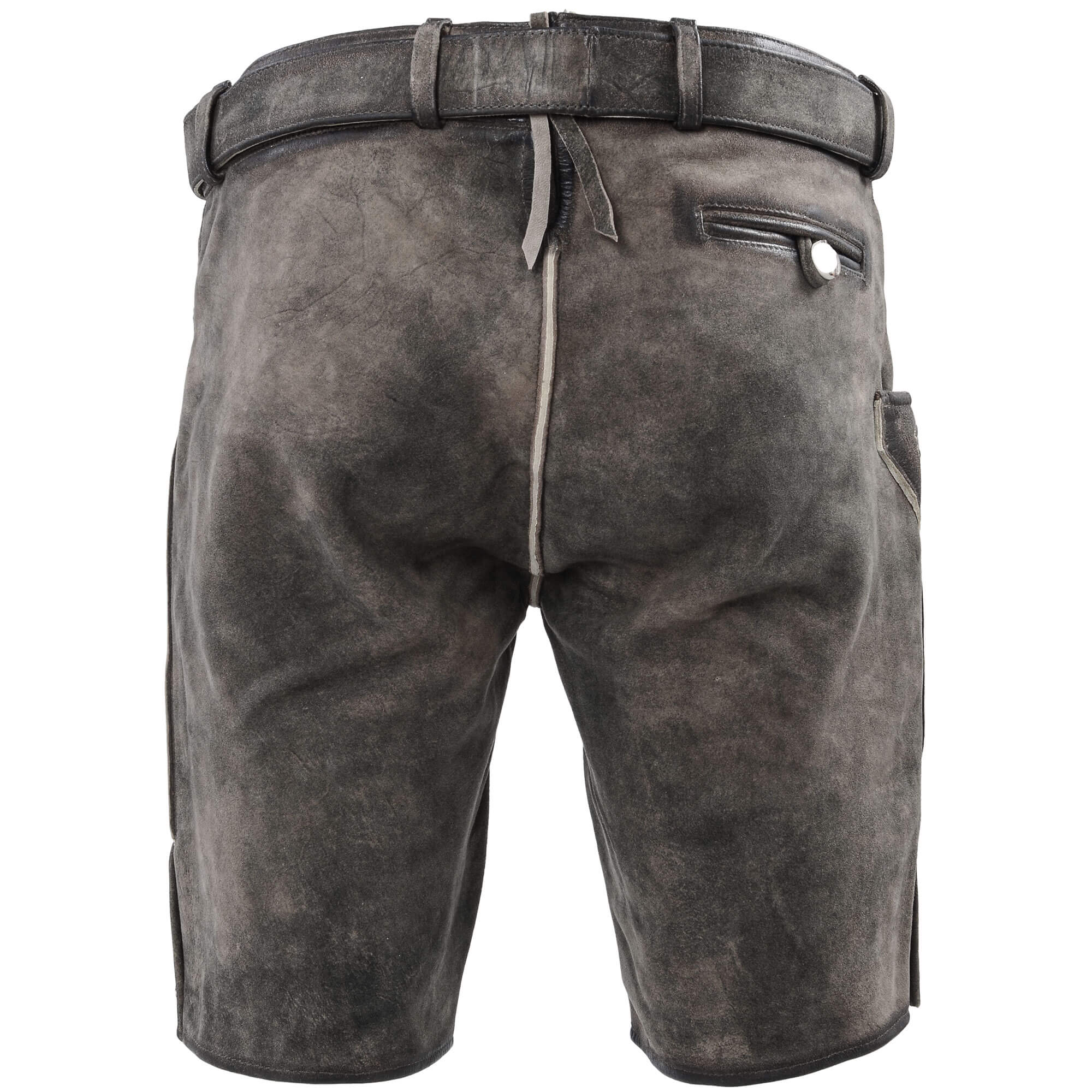 Hinteransicht der Lederhose Bob 803, in der Farbe Grau