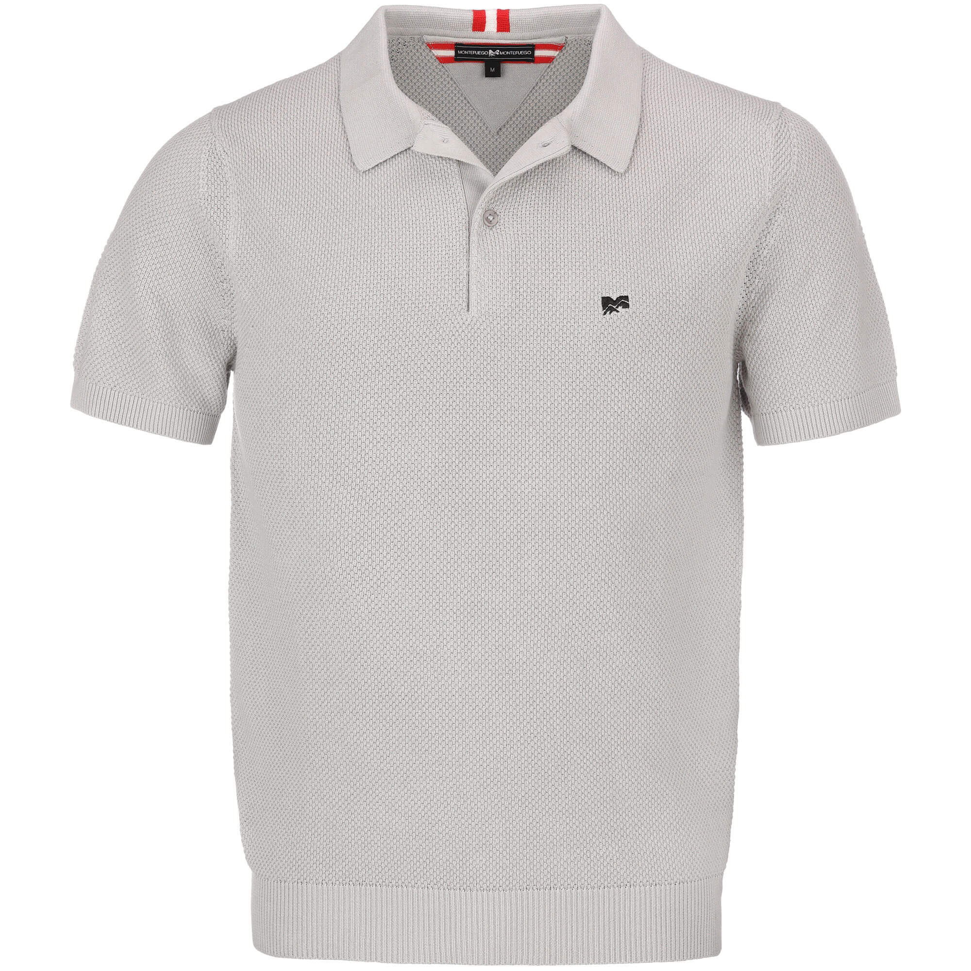 Vorderansicht des Herren Strick Poloshirts "Tommy", in der Farbe Grau