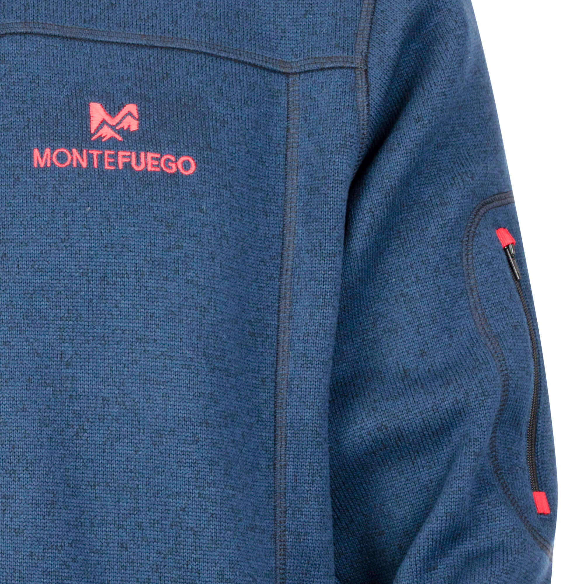 Detailansicht der Herren Strickfleece Jacke "Montefuego" in der Farbe Blau