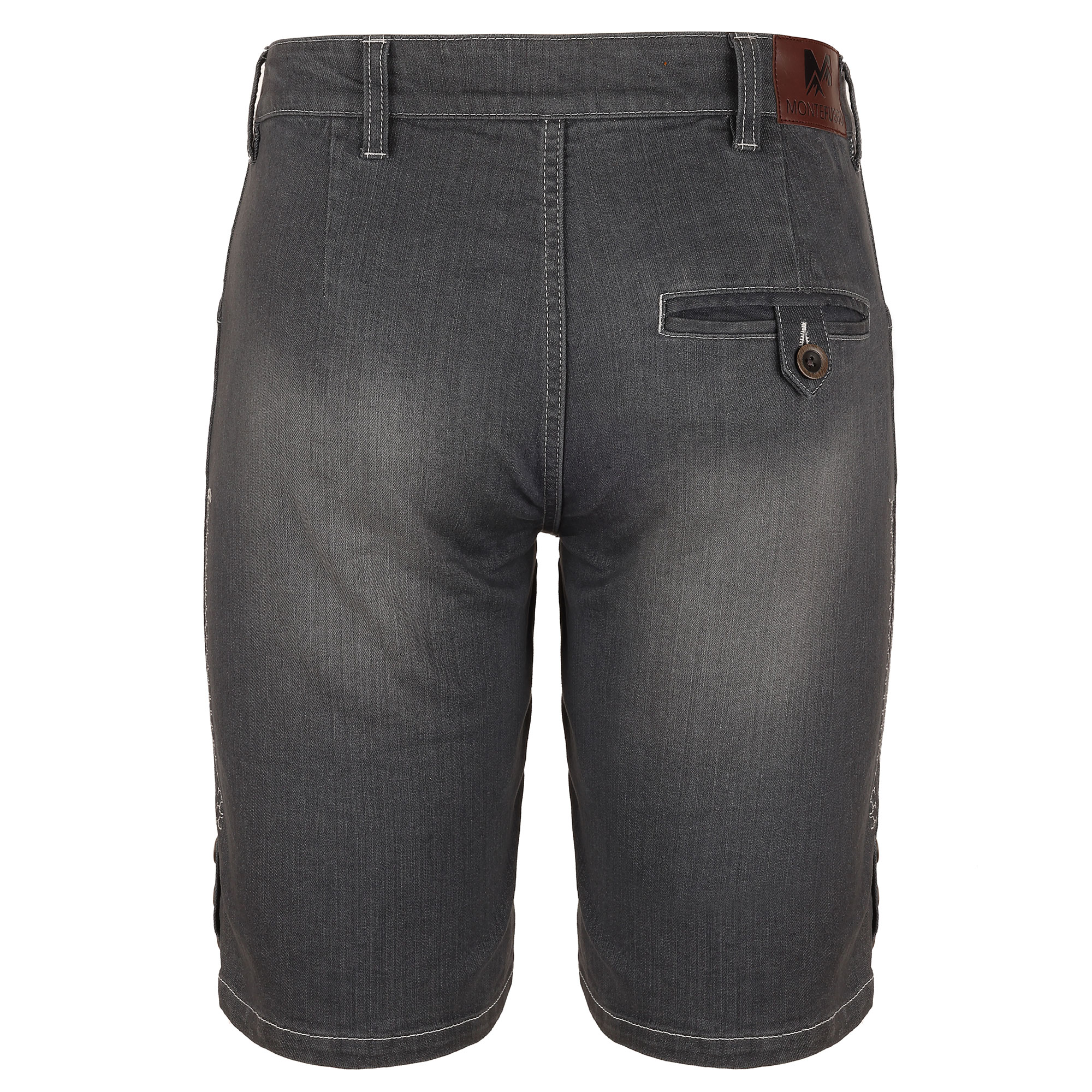 Hinteransicht der kurzen Herren Trachtenhose "Marlon" in Stone